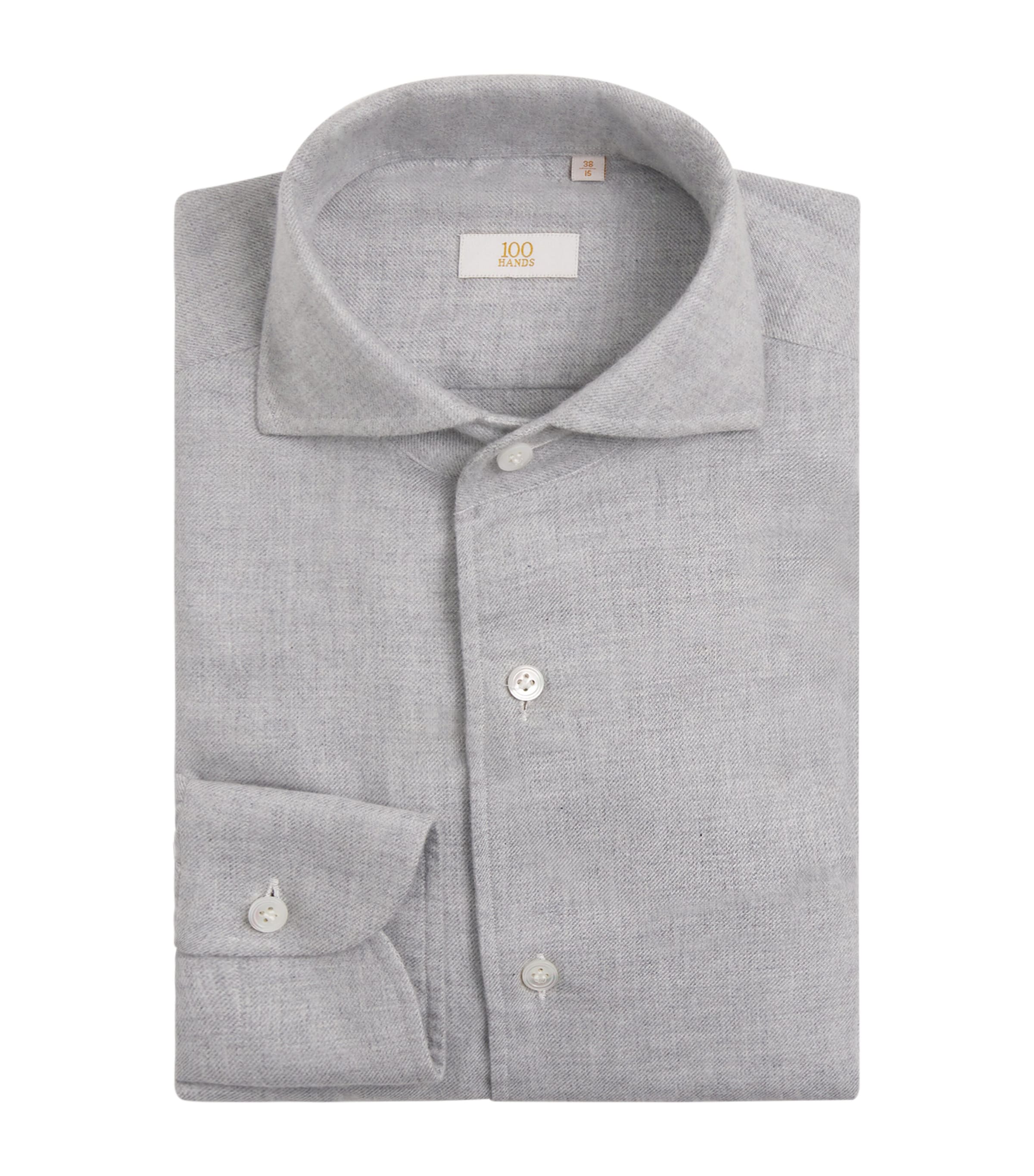 100HANDS Mens Cotton-Cashmere Shirt Grey