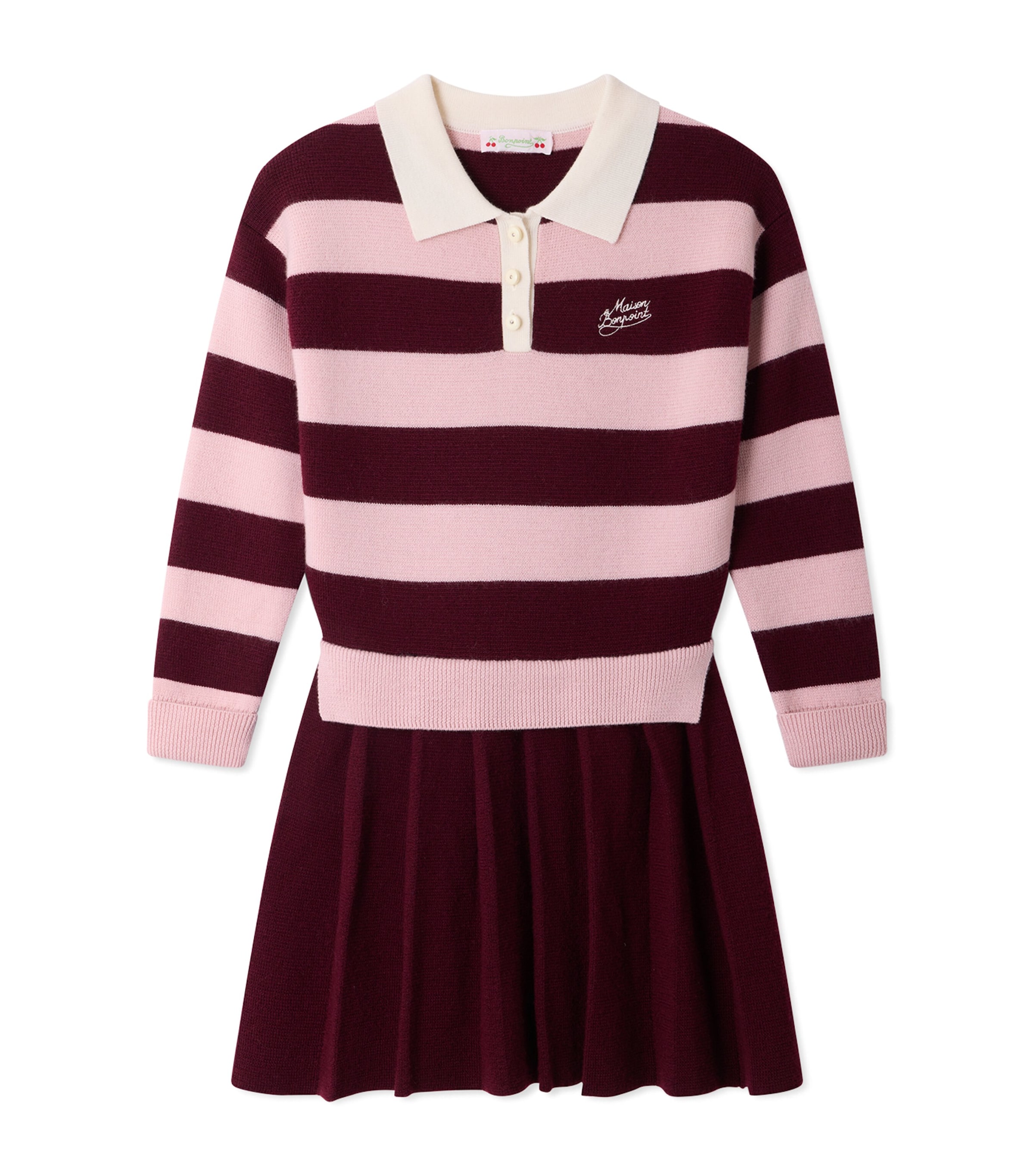 Bonpoint Wool Stripe Dress (4-8 Years) Ra Bordeaux
