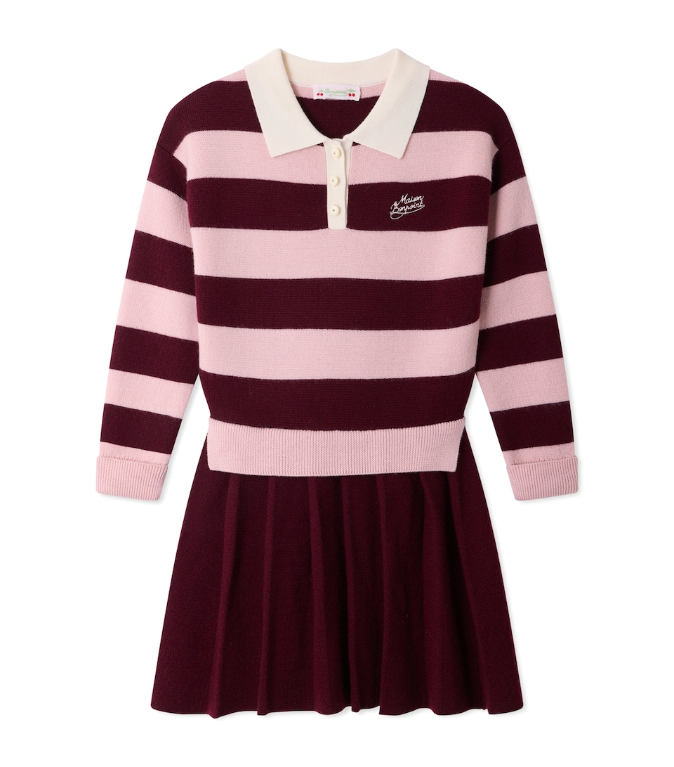 Bonpoint Wool Stripe Dress (4-8 Years) Ra Bordeaux