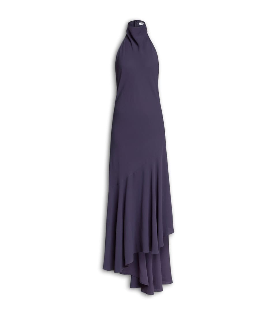 Alaïa Womens Asymmetric Halterneck Maxi Gown Aubergine
