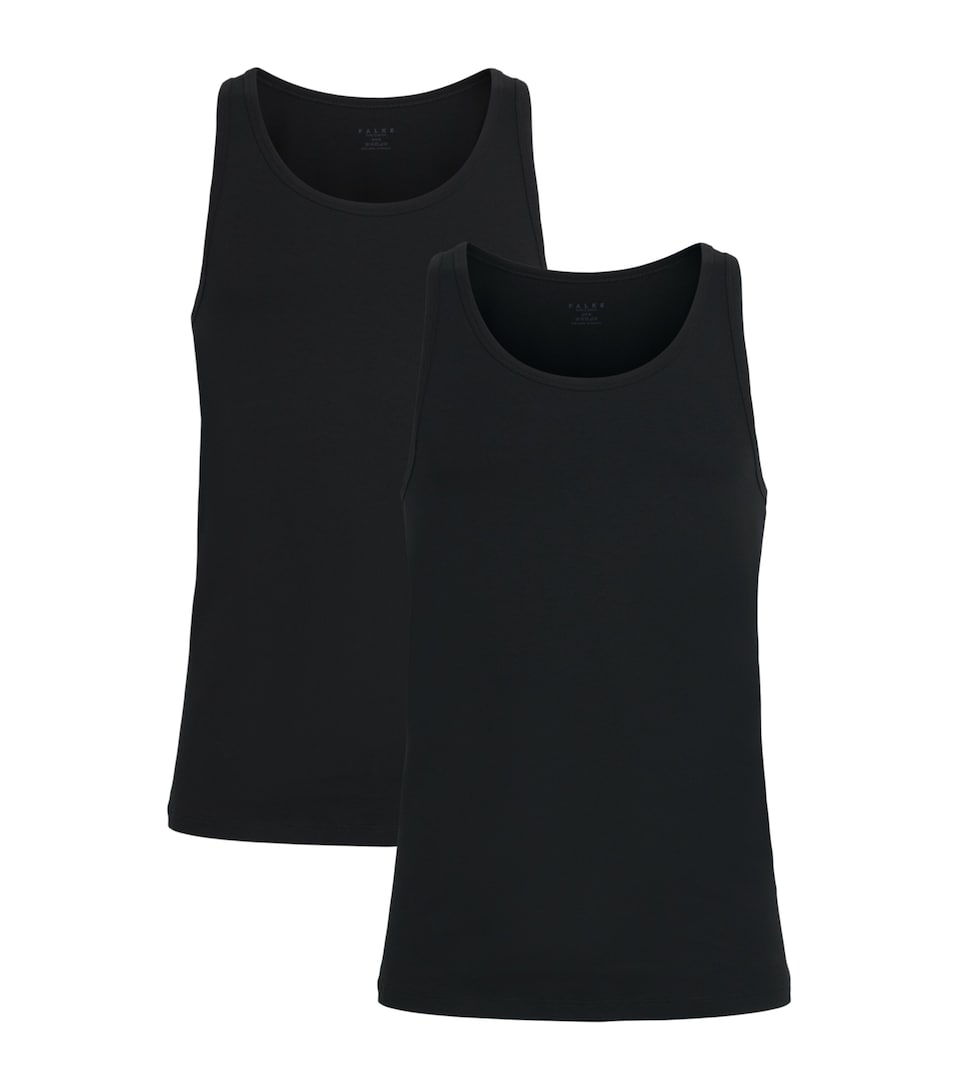 Falke Mens Egyptian Cotton Vests (Pack of 2) Black