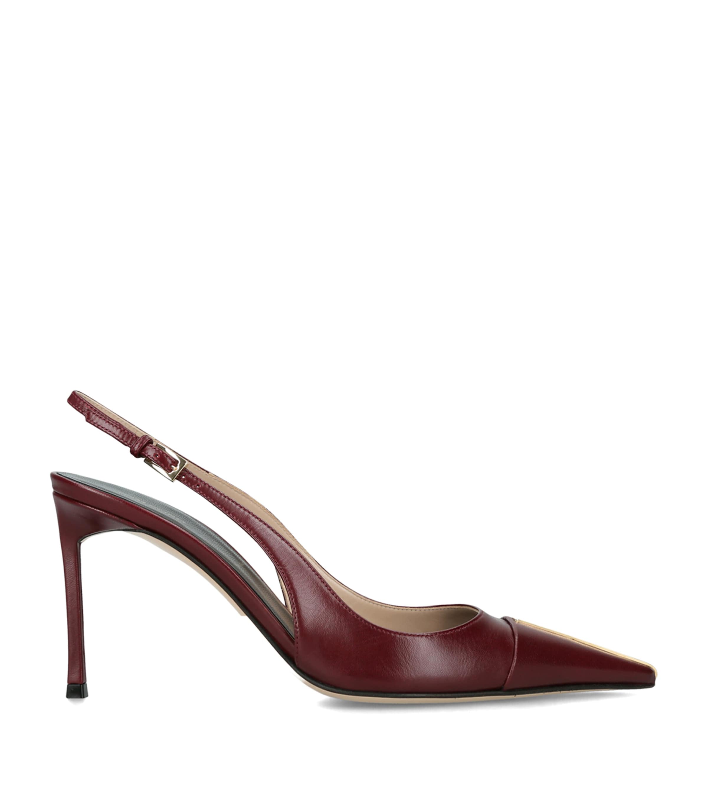TOM FORD Leather T Slingback Pumps 85 Red/dark