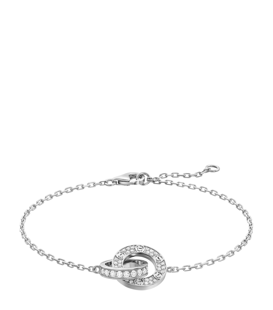 White Gold and Diamond LOVE Chain Bracelet