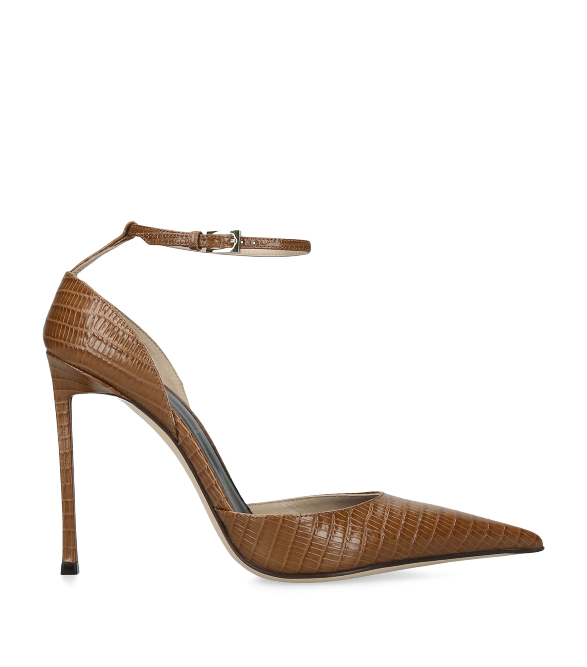 TOM FORD Leather Snakeskin-Effect Vertigo Heeled Sandals 105 Tan