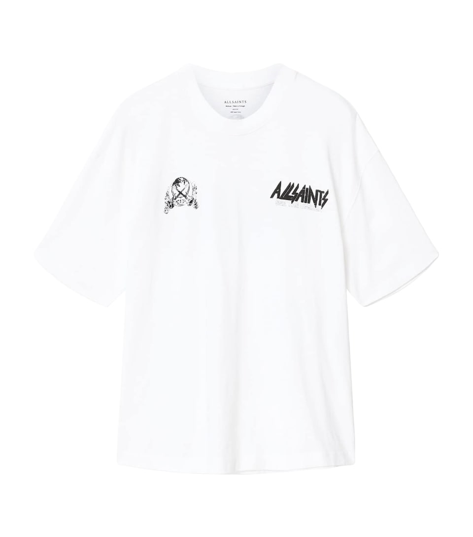 AllSaints Mens Organic Cotton Chromium T-Shirt Ashen White