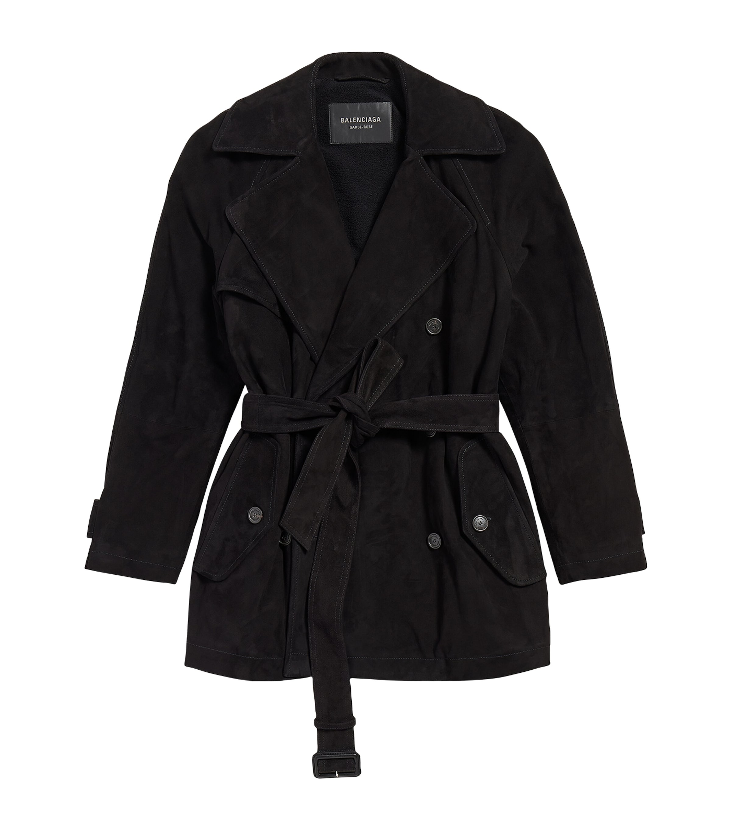 Lambskin Suede Short Trench Coat
