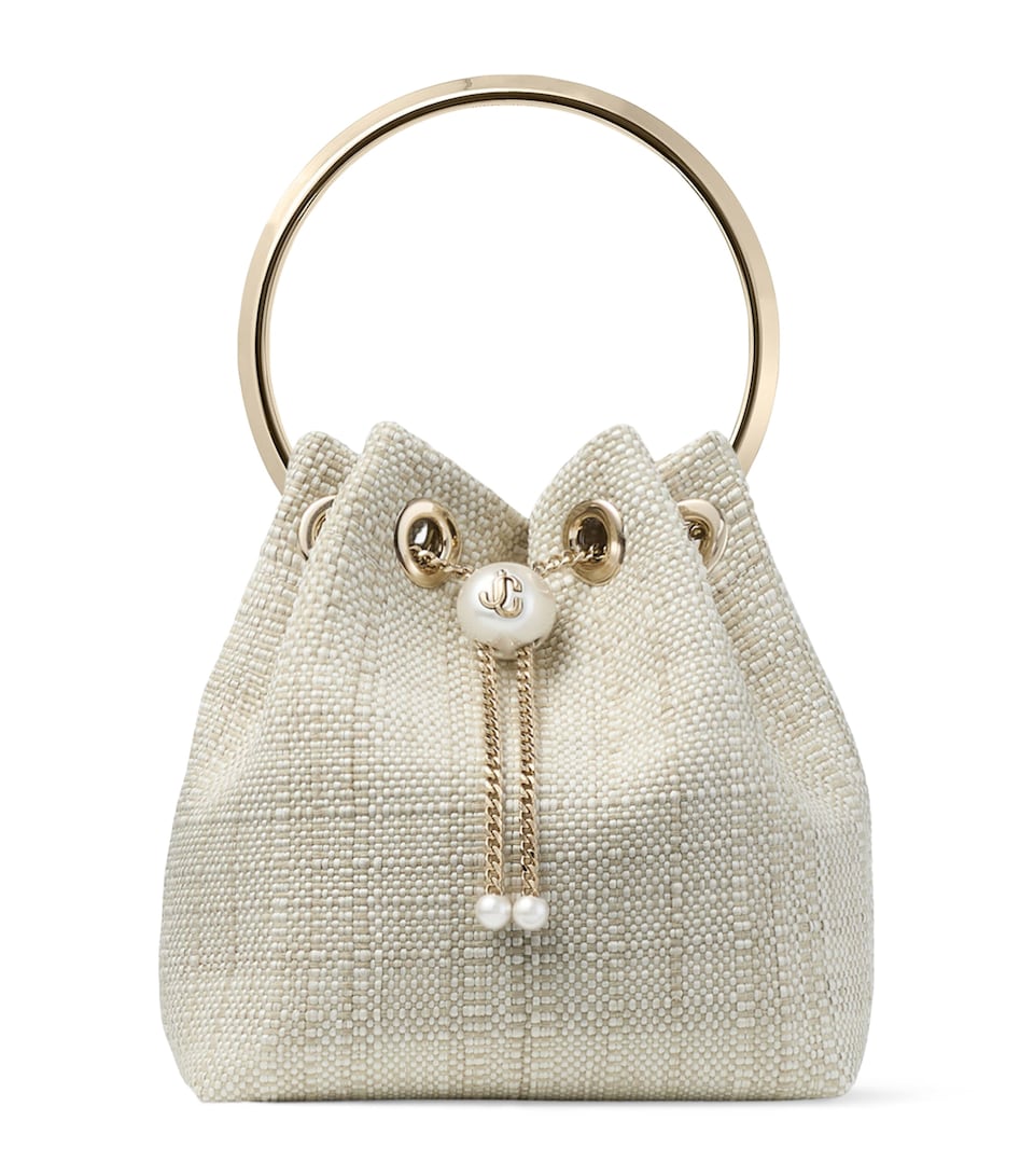 Jimmy Choo Bon Bon Woven Top-Handle Bag Natural/light Gold
