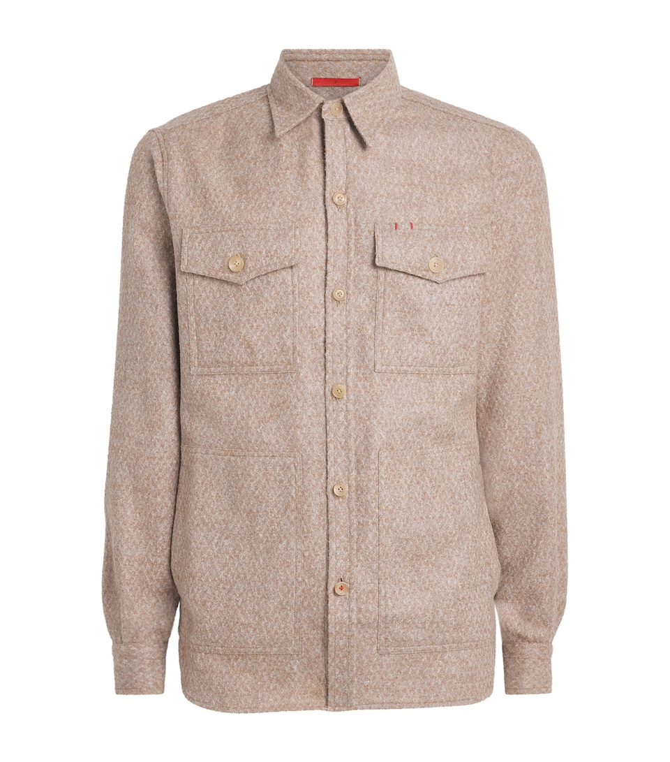 Isaia Mens Alpaca-Wool Overshirt