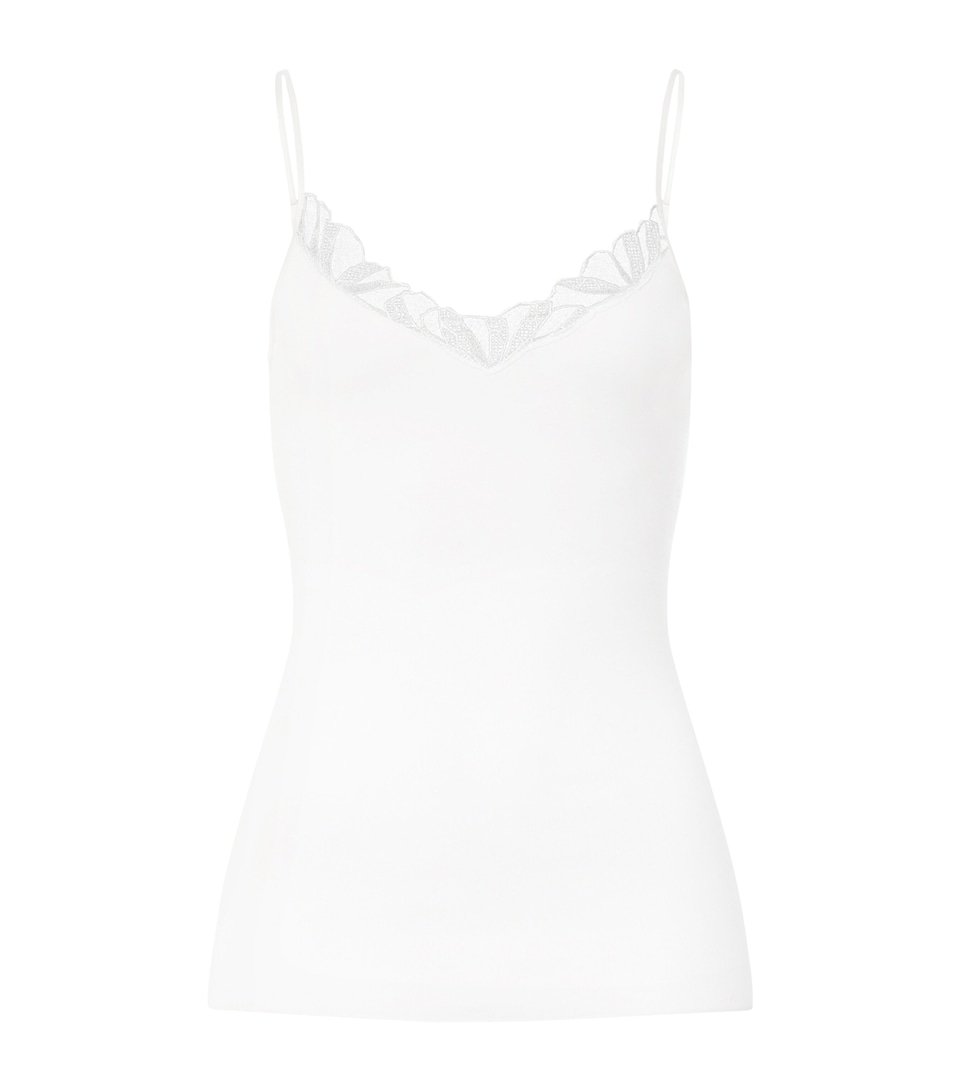 Hanro Womens Cotton Rosaria Tank Top Off White