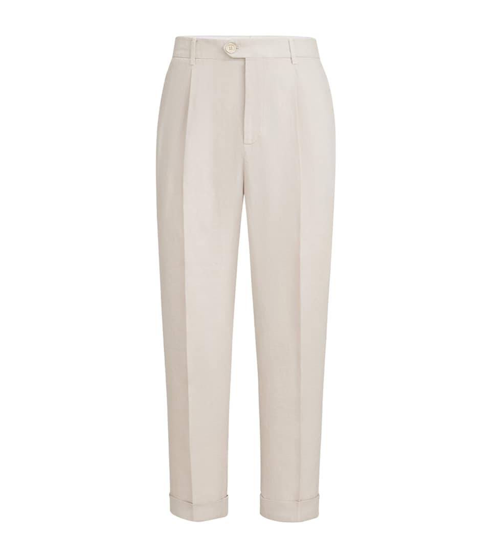 Brunello Cucinelli Mens Linen Pleated Trousers