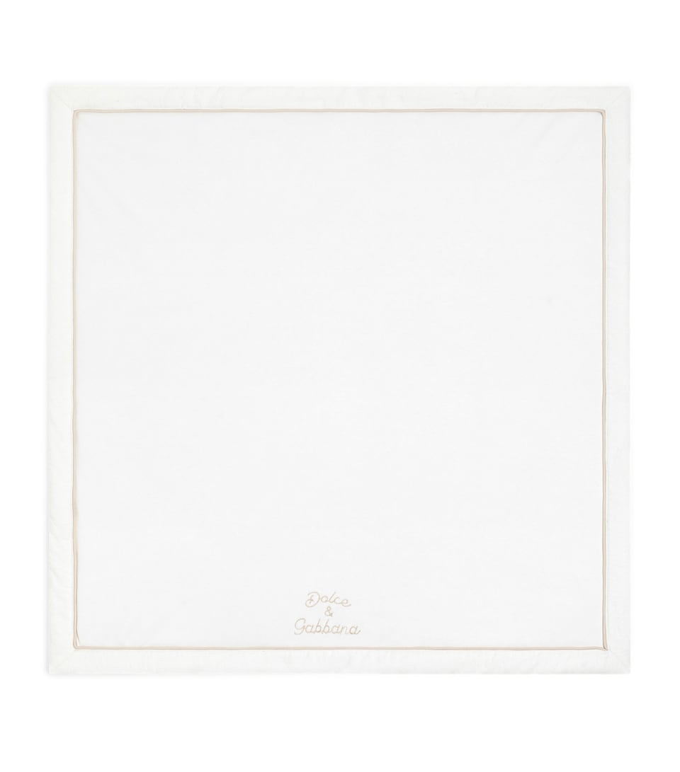 Dolce&Gabbana Kids Cotton-Linen Embroidered Blanket White
