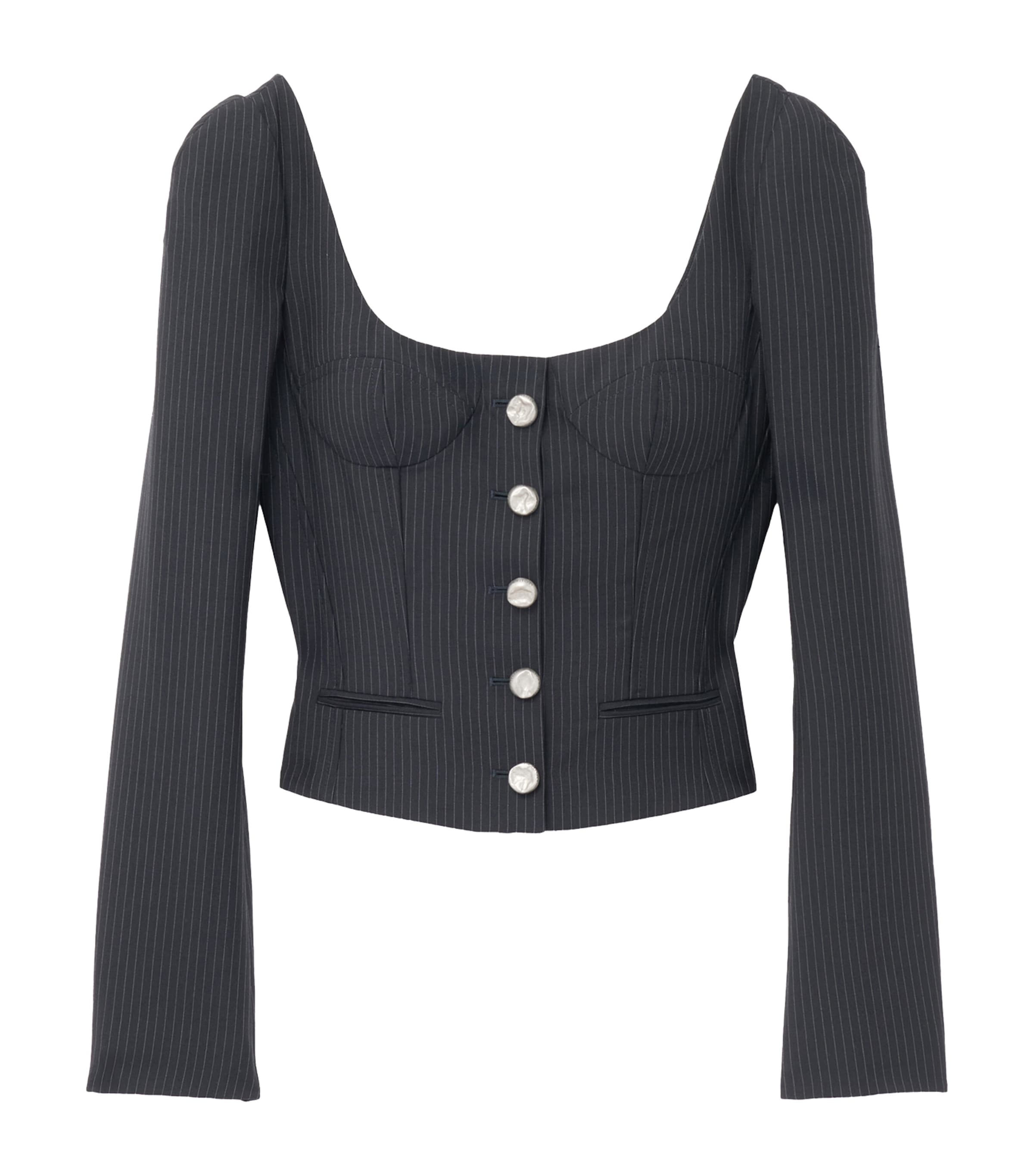 Wool-Mohair Pinstripe Top