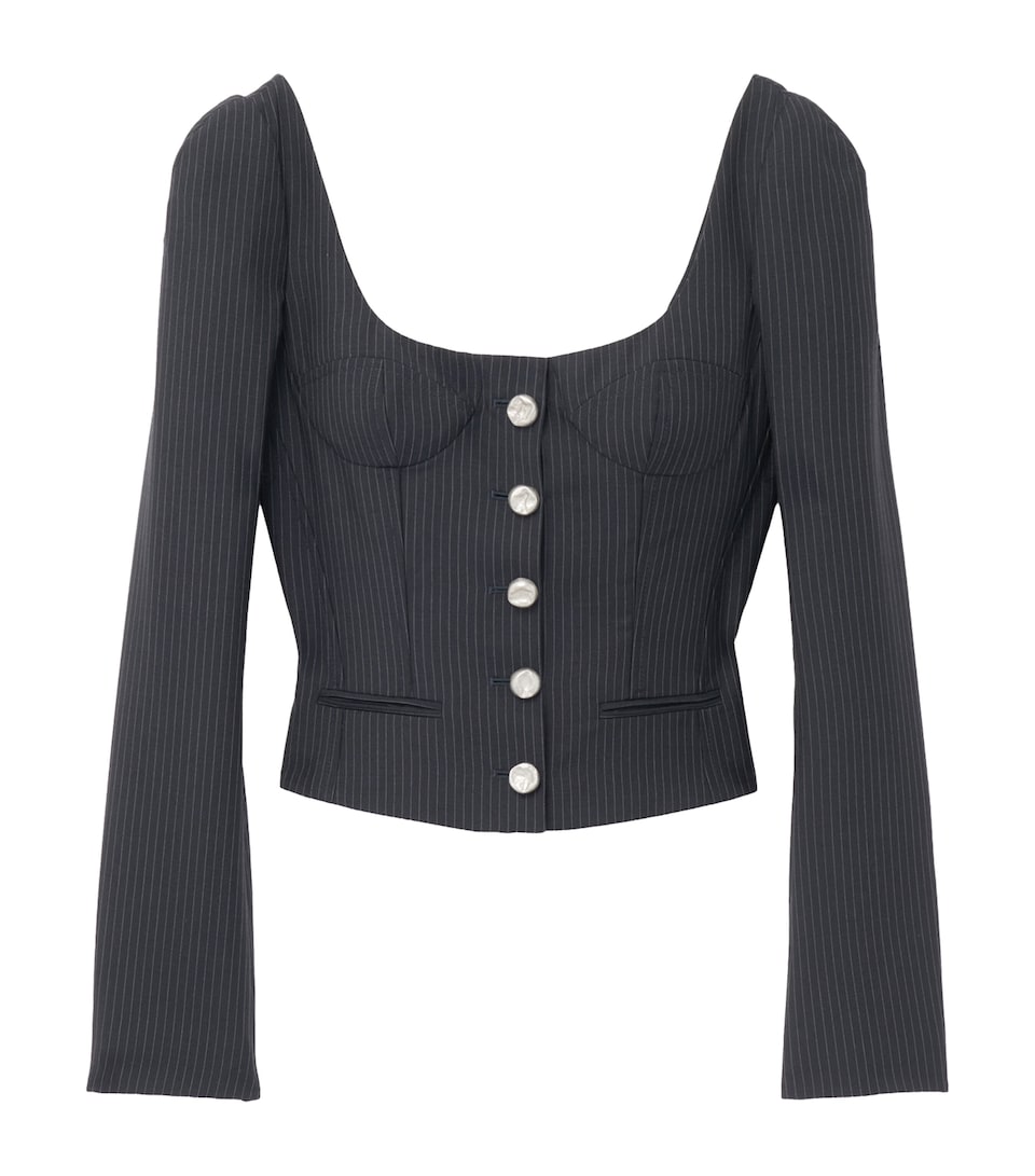 Wool-Mohair Pinstripe Top