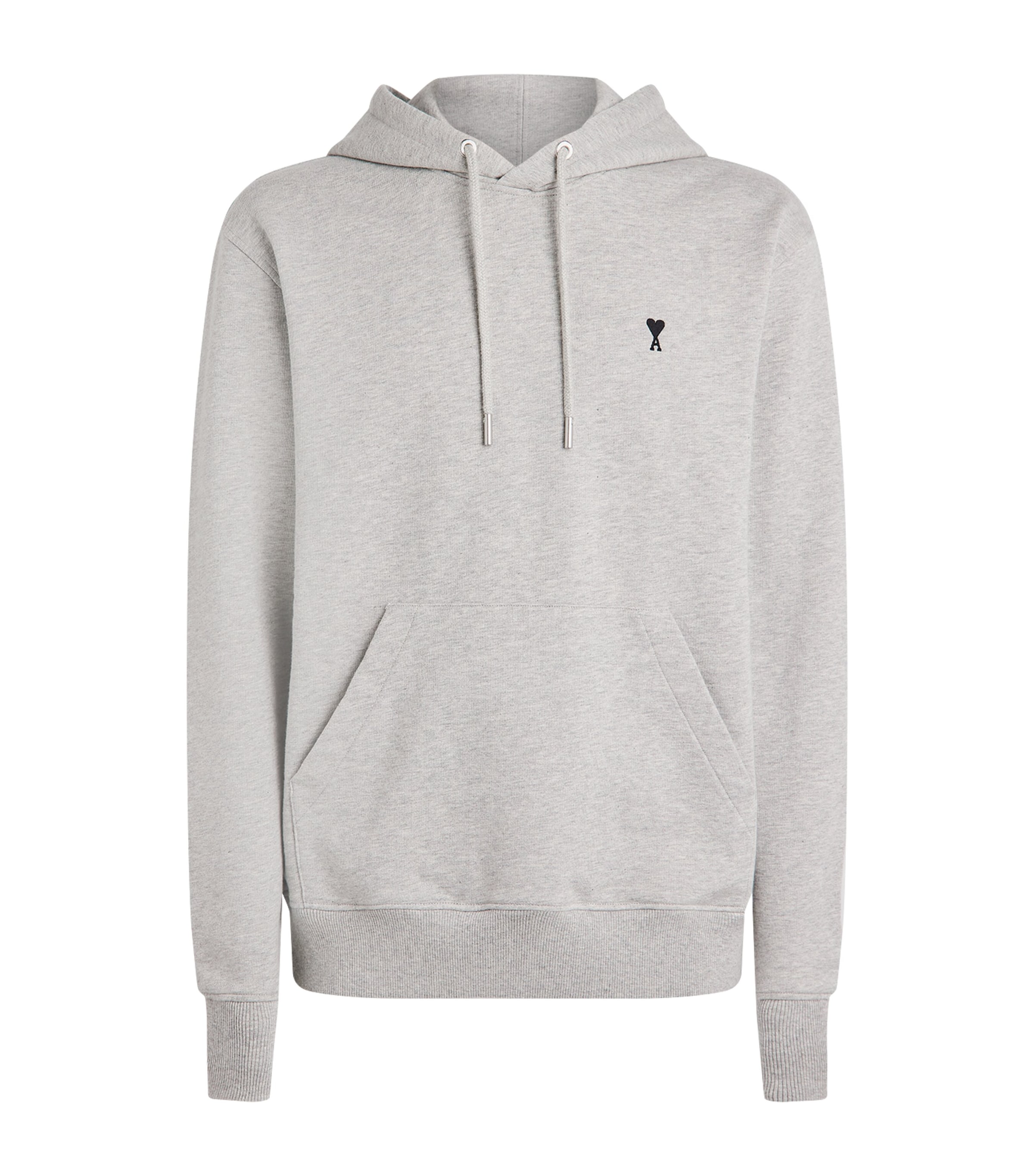 AMI Paris Mens Cotton Embroidered Ami De Coeur Hoodie Gris Cndre Chne