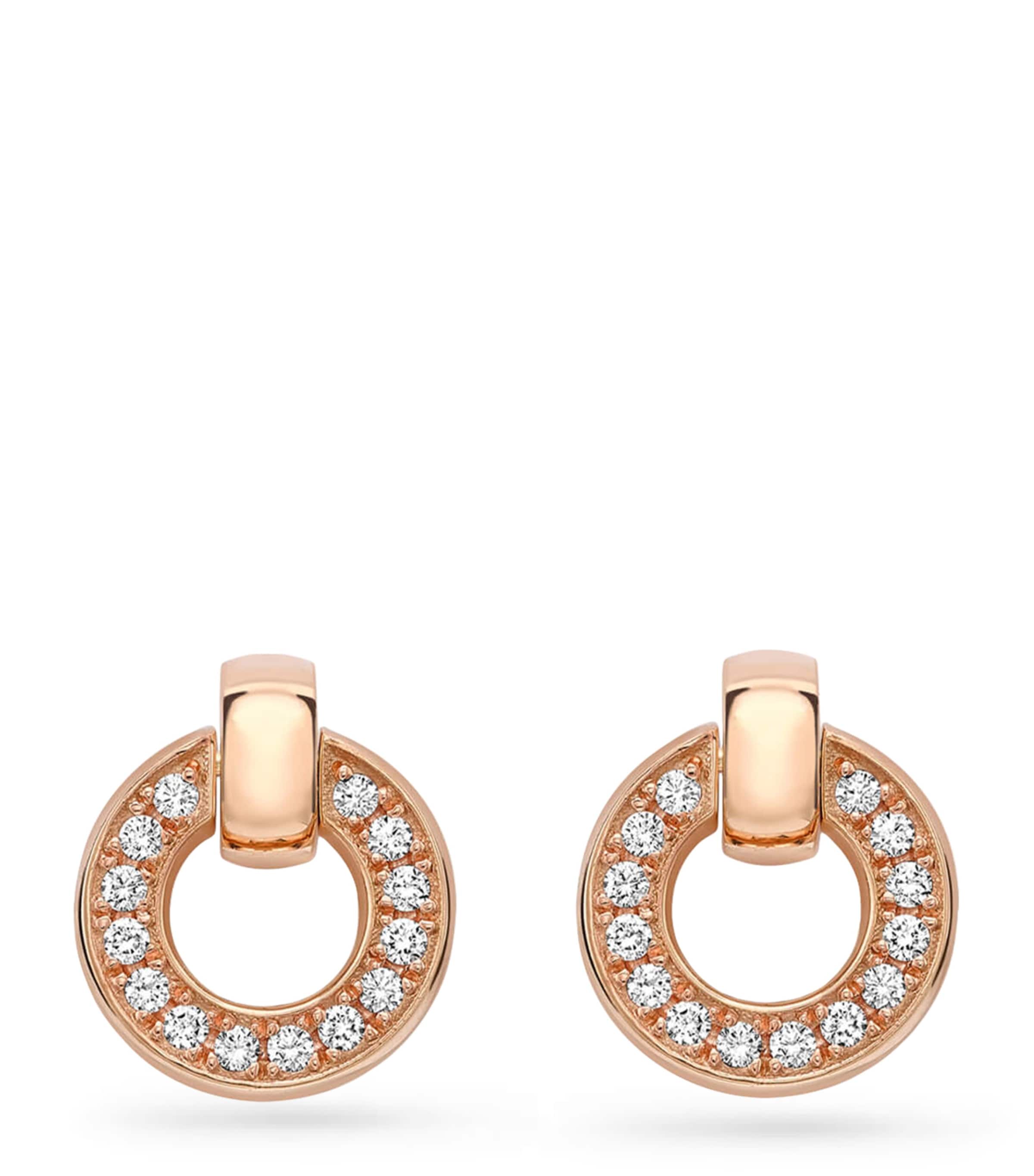 Boodles Rose Gold and Diamond Roulette Flip Earrings Rose Gold