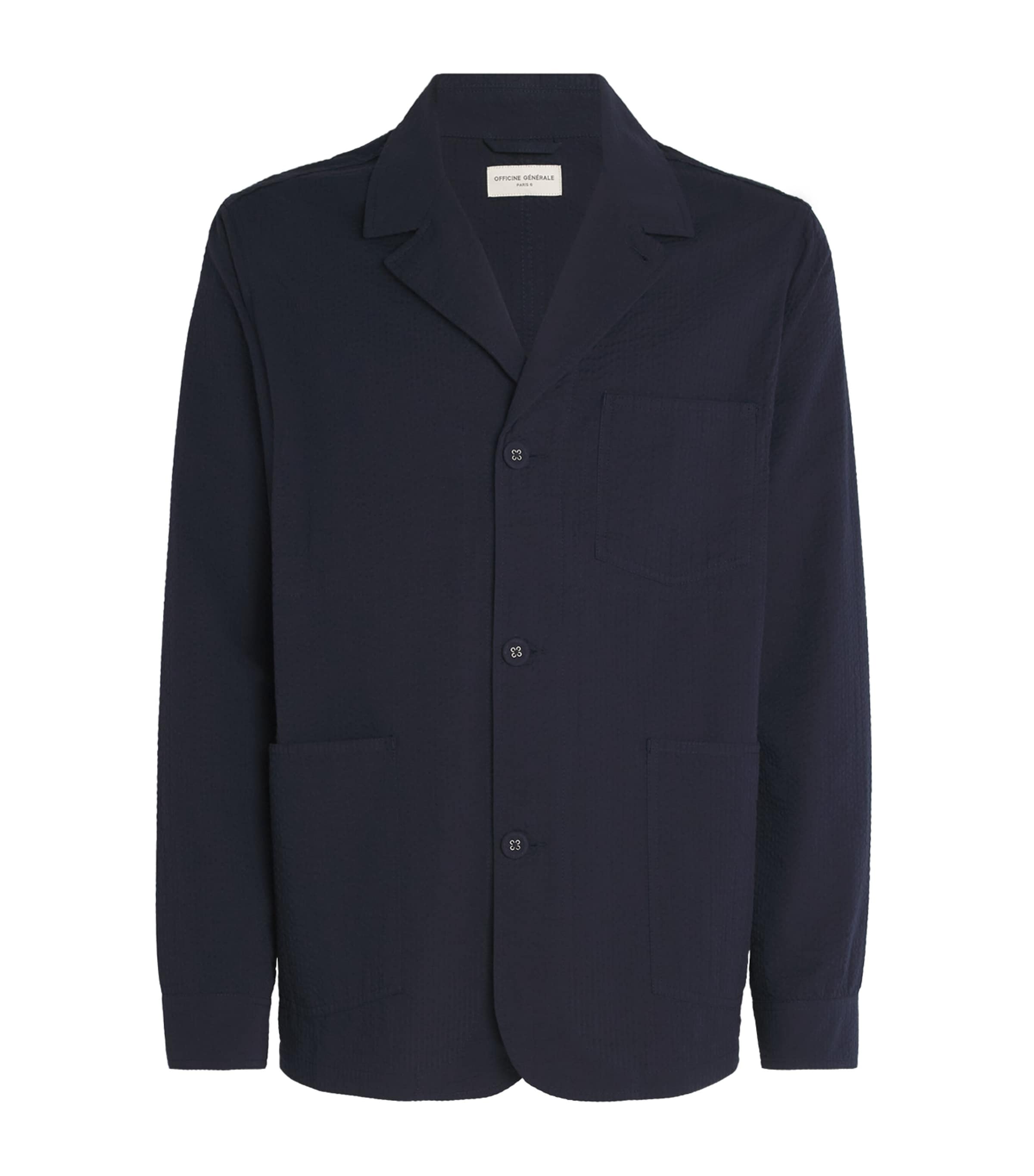 Cotton-Blend Seersucker Blazer