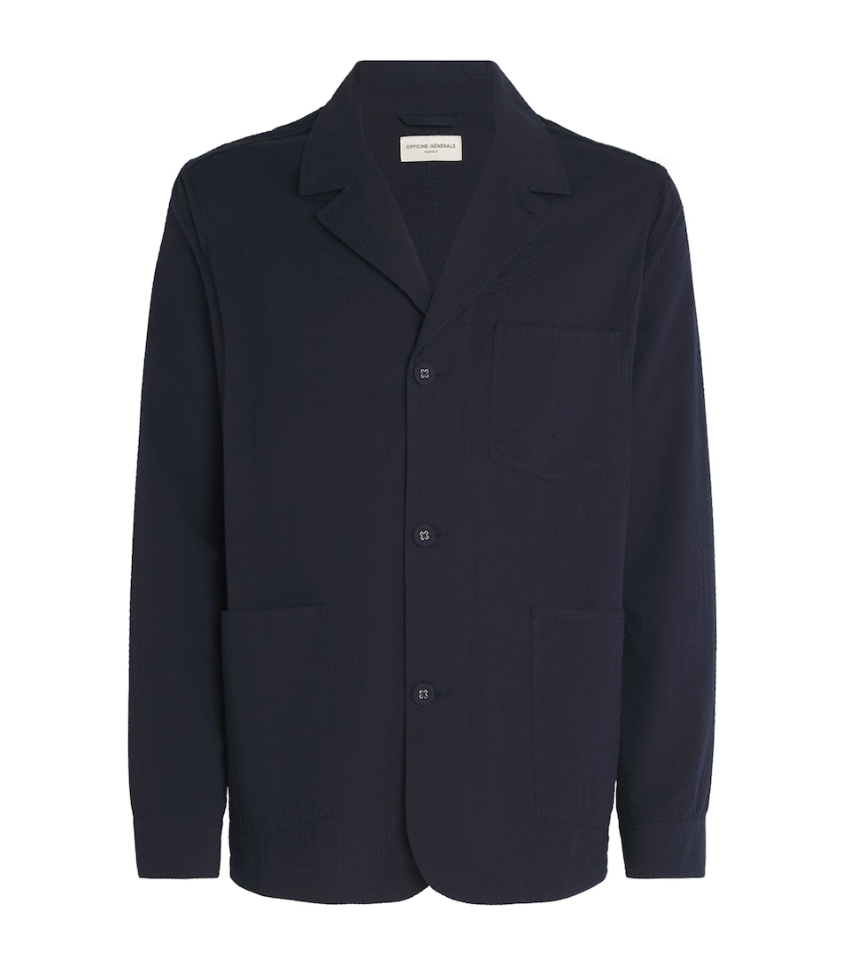 Cotton-Blend Seersucker Blazer