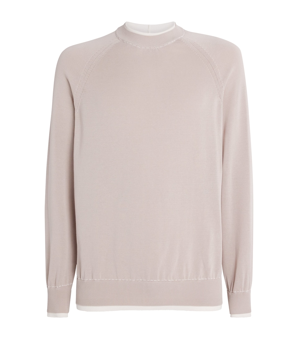 Eleventy Mens Cotton Sweater Sabbia E Bianco