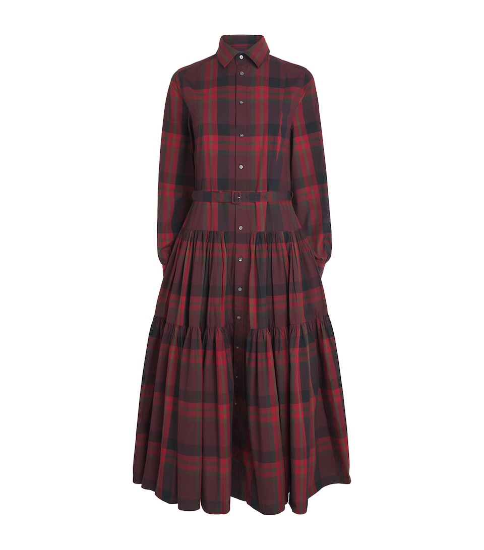 Cotton Check Midi Dress