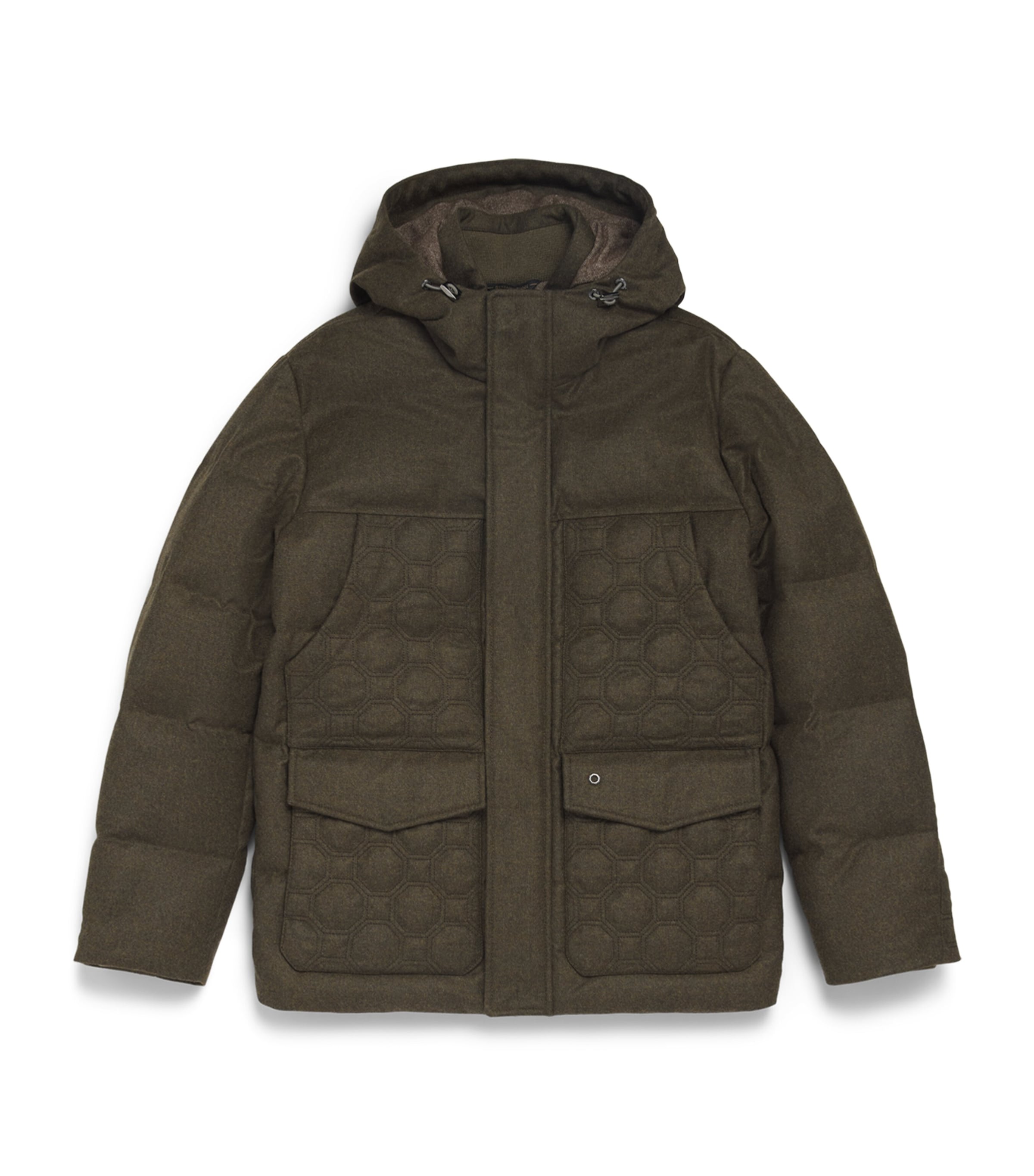 Stefano Ricci Kids Wool Puffer Coat (12-16 Years) Dark Greenc.