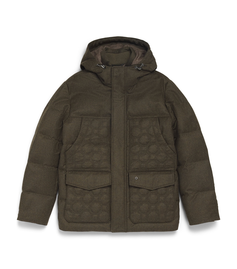 Stefano Ricci Kids Wool Puffer Coat (12-16 Years) Dark Greenc.