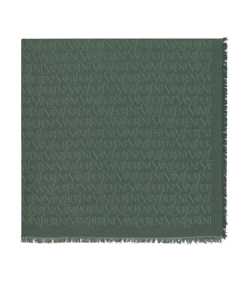 Silk-Wool Logo-Jacquard Scarf