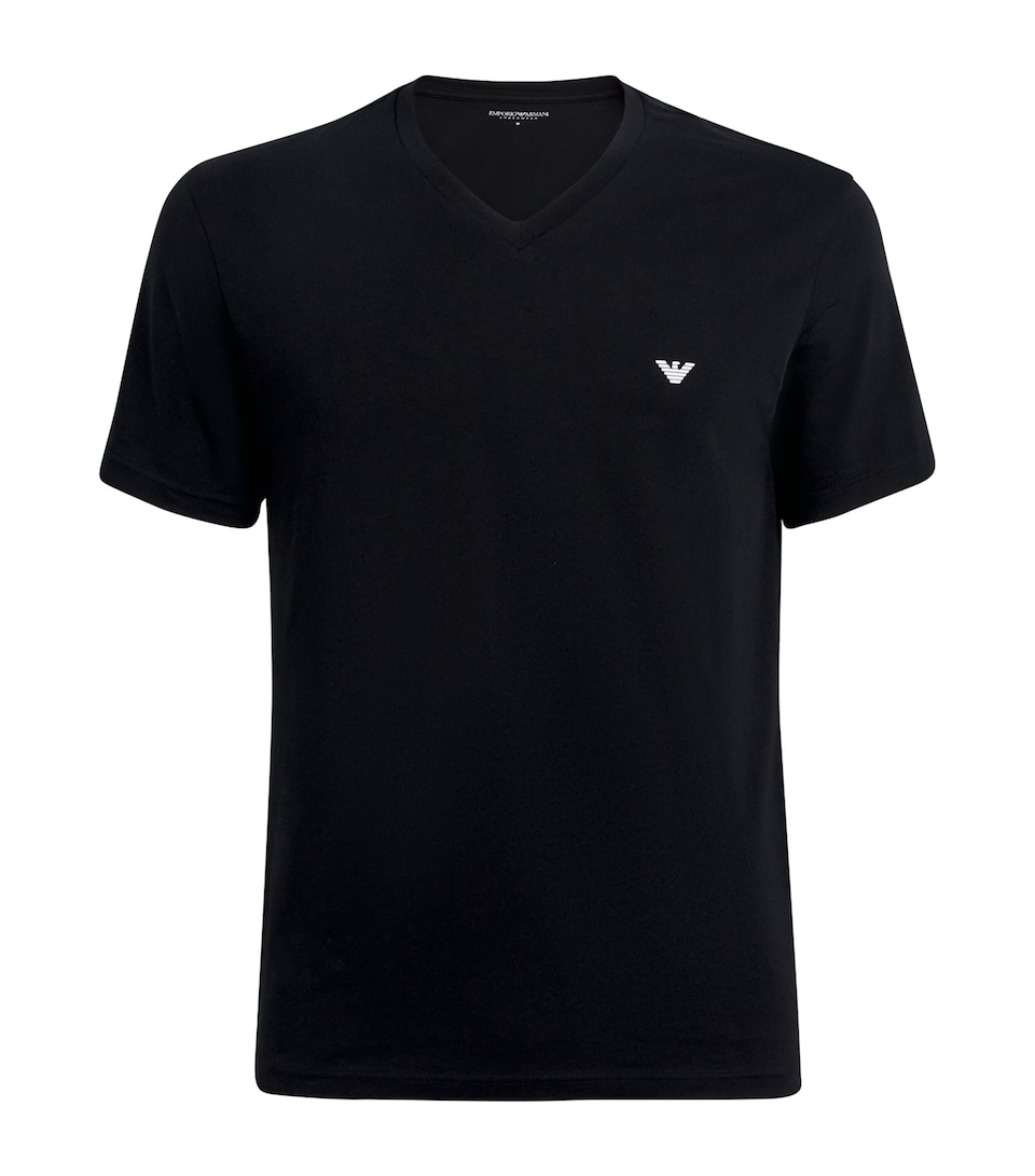 Stretch-Cotton Eagle Logo V-Neck T-Shirt