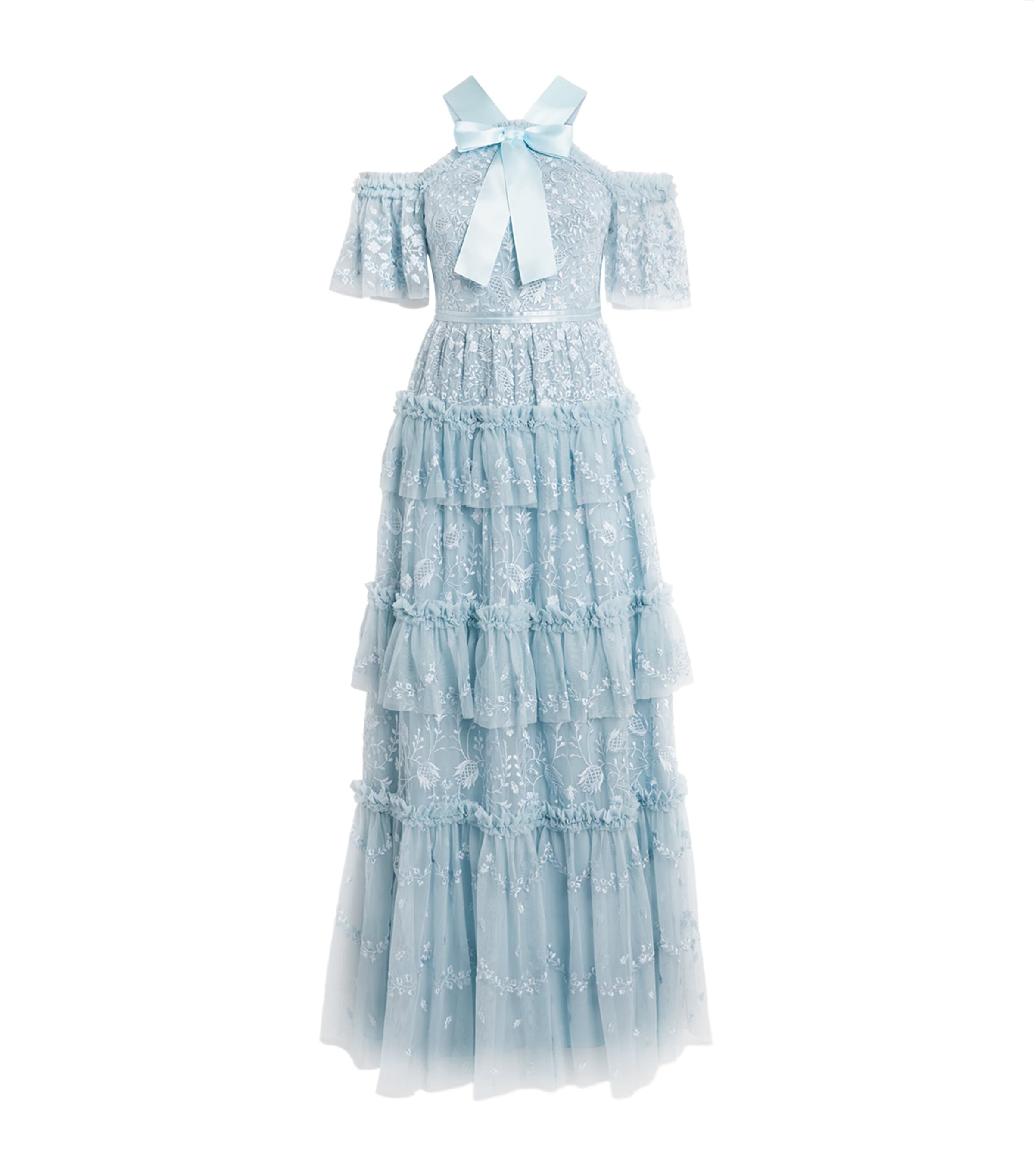 Needle & Thread Womens Tulle Embroidered Primrose Gown Aqa Aqua