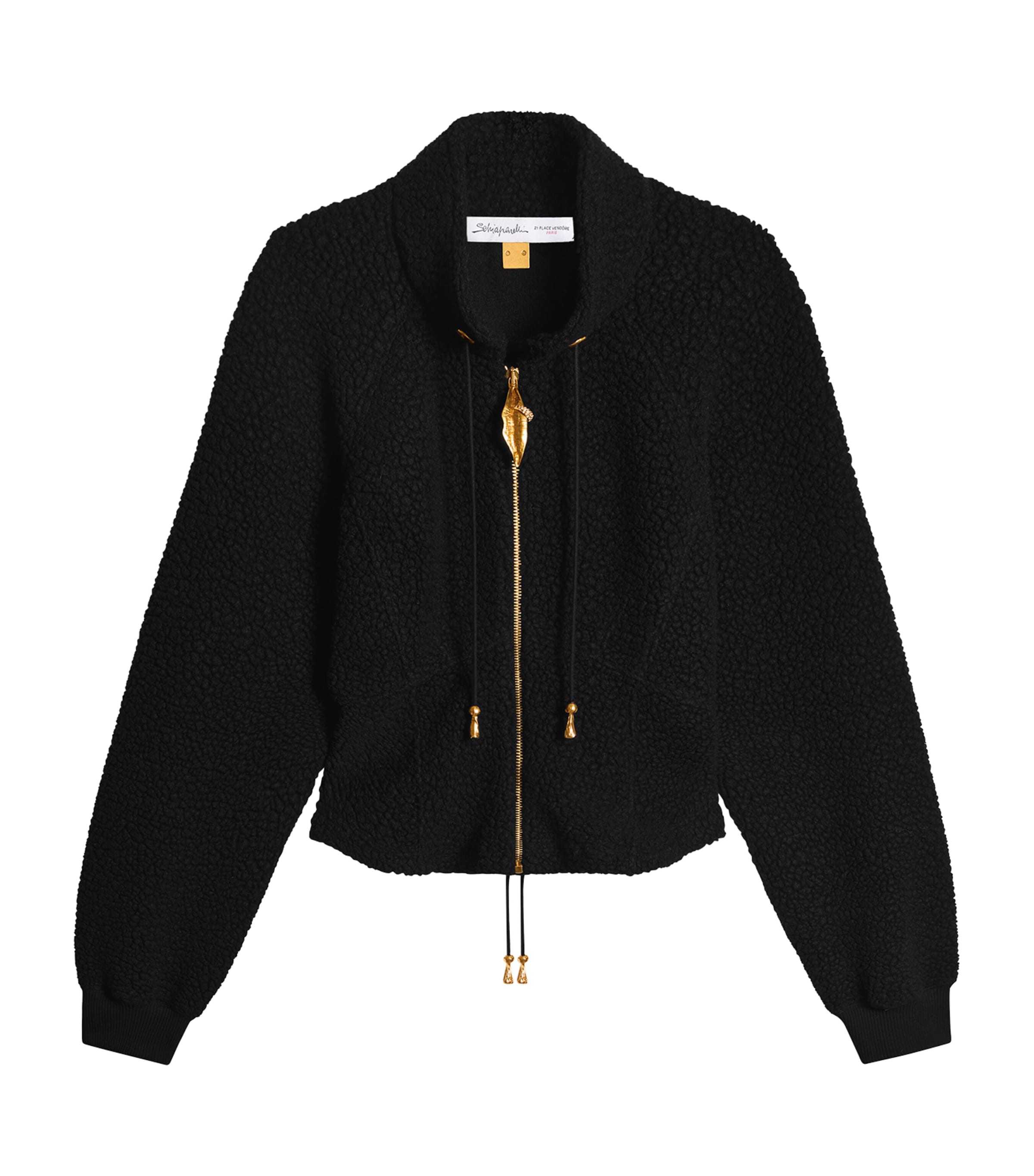 Schiaparelli Womens Wool-Blend Pierced Mouth Cardigan Black