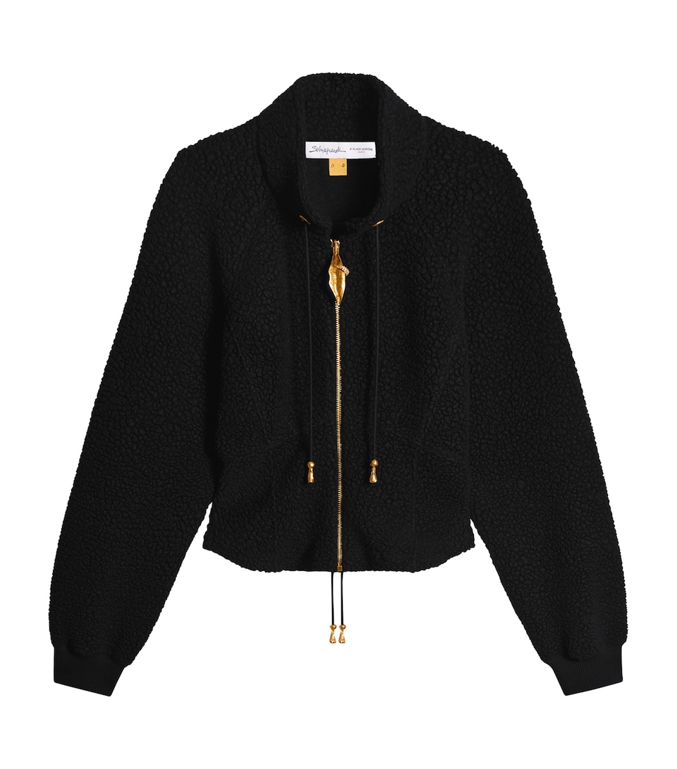 Schiaparelli Womens Wool-Blend Pierced Mouth Cardigan Black