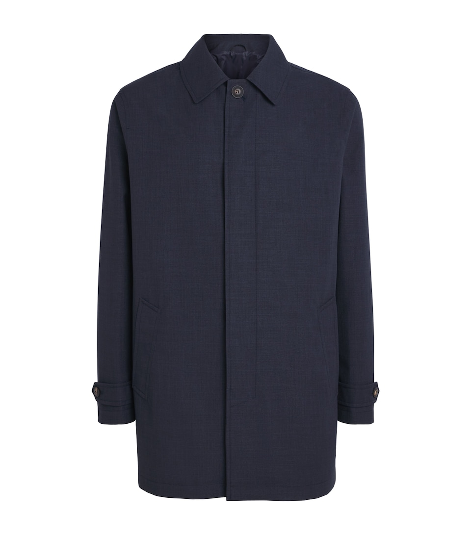 Pal Zileri Mens Water-Repellent Car Coat Blue Navy