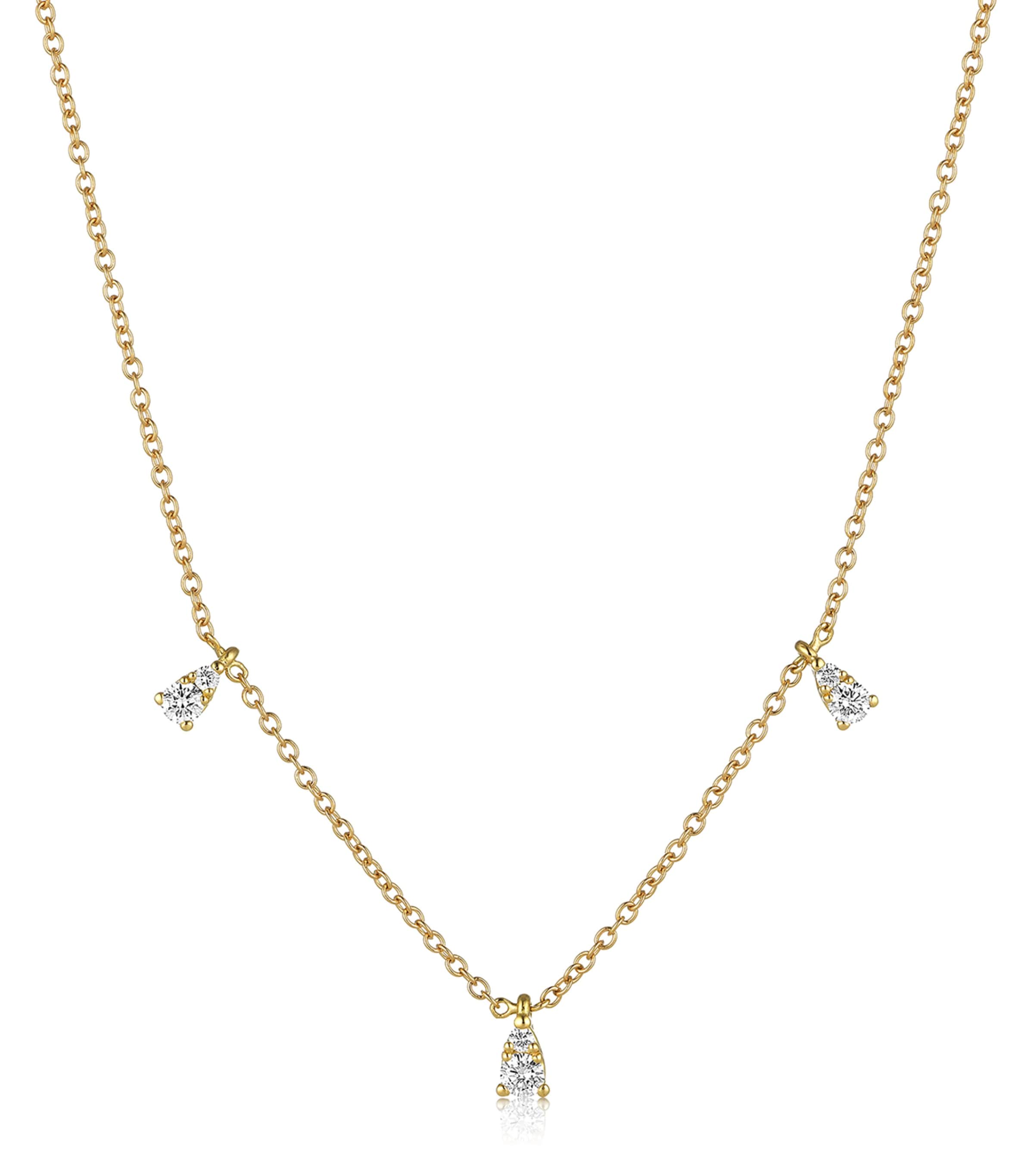 Yellow Gold and Diamond Drop Necklace