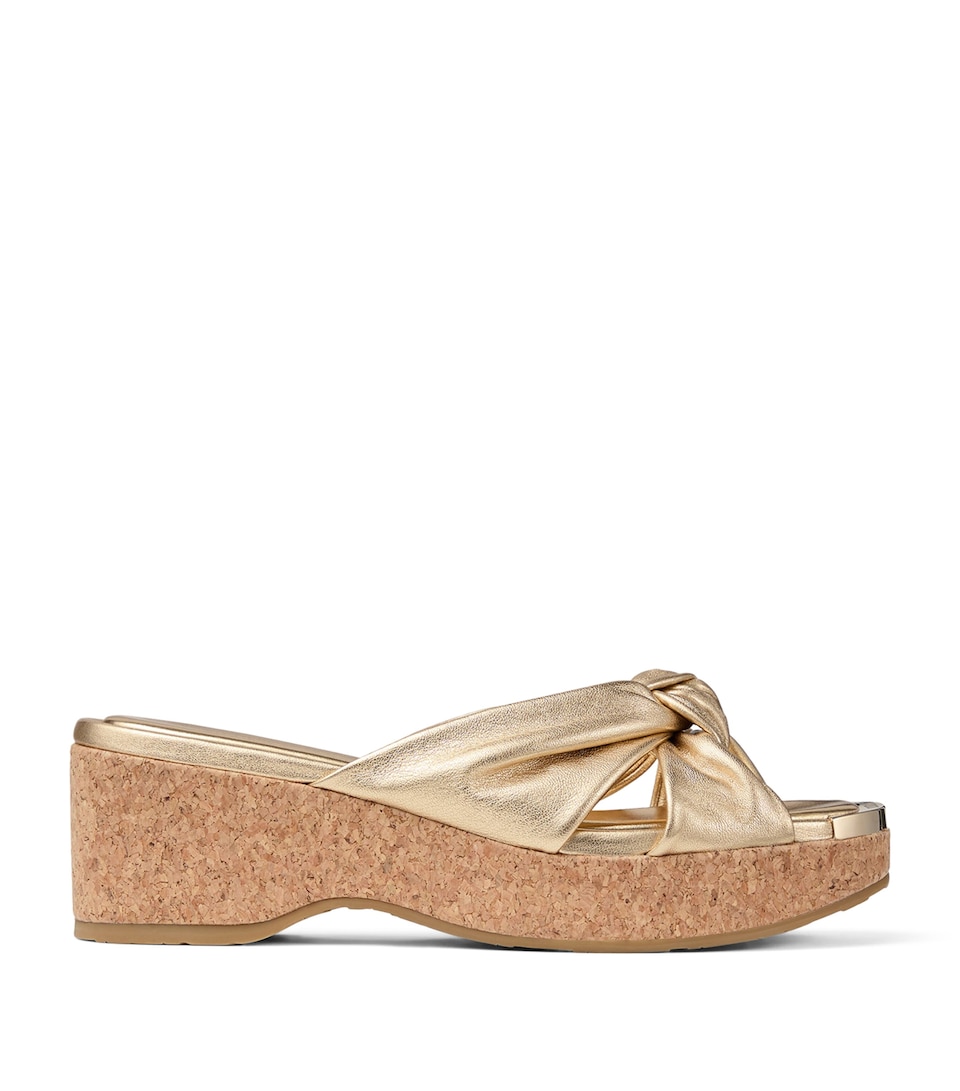 Jimmy Choo Avenue 50 Leather Mules Gold
