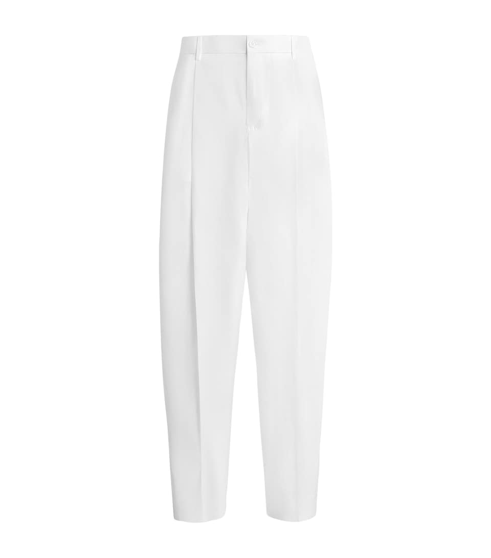 Dolce&Gabbana Mens Linen Tailored Trousers Optical White