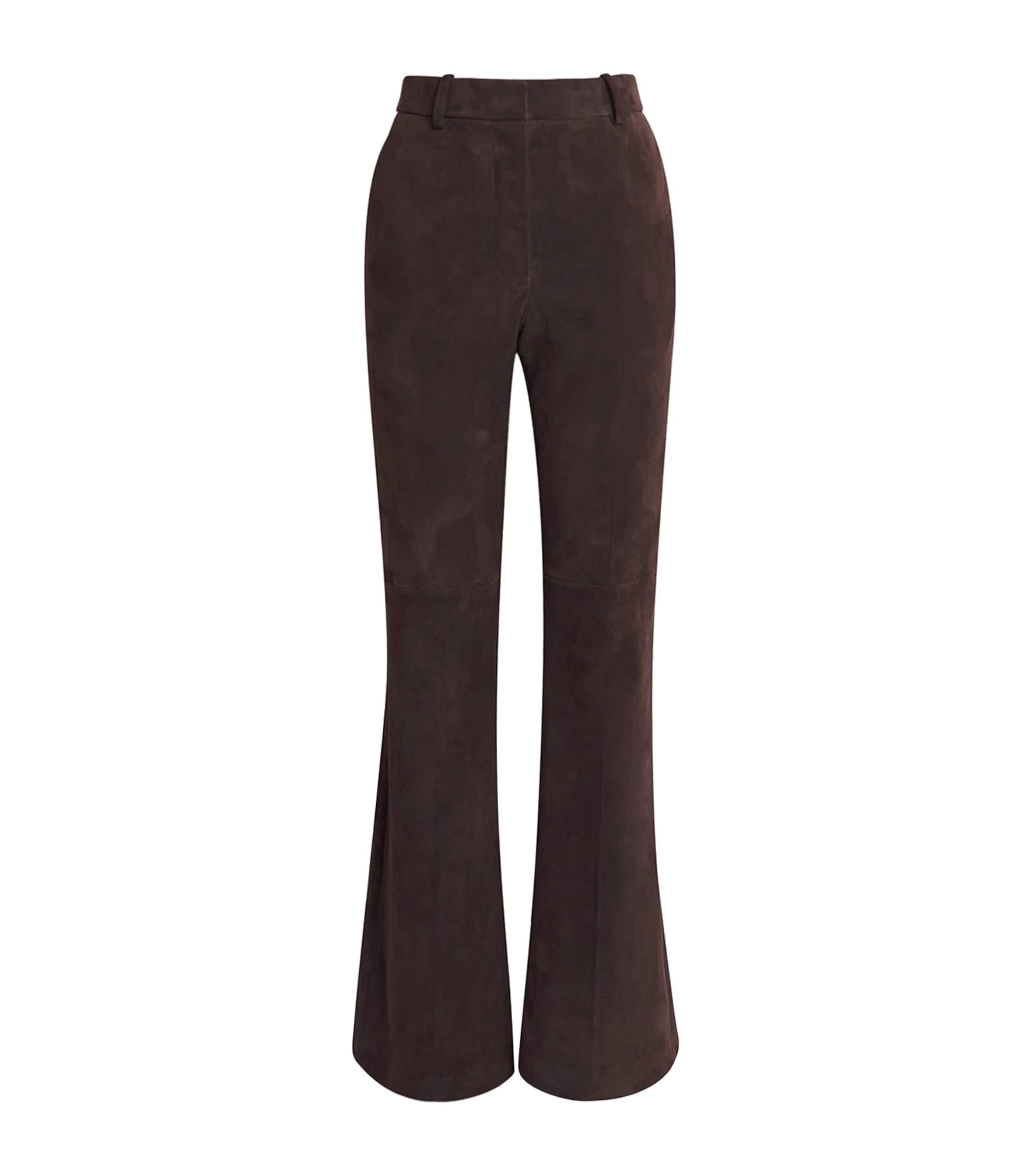 Joseph Womens Tafira Flared Suede Trousers Mahogany