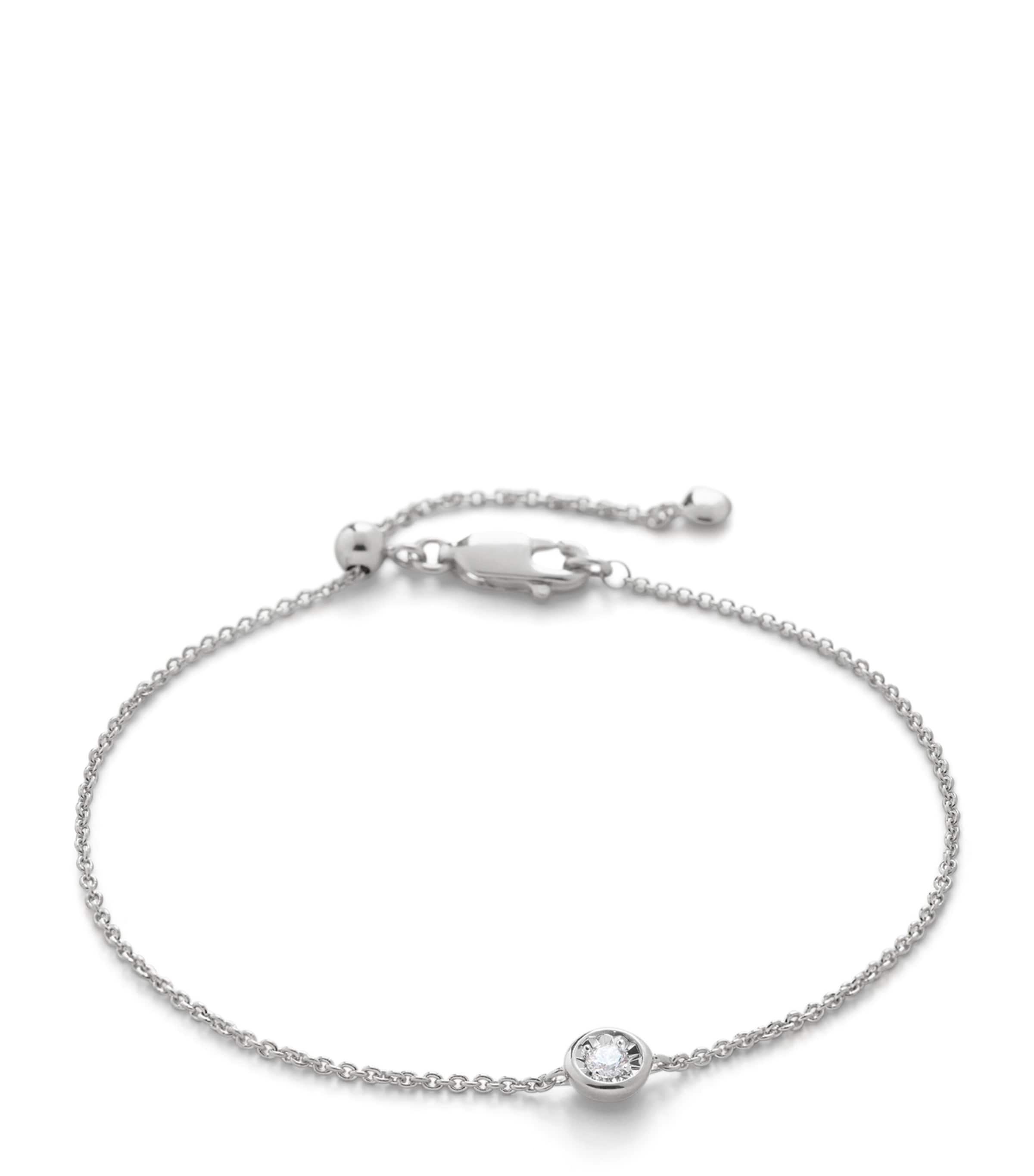 Monica Vinader Sterling Silver and Diamond Solitaire Bracelet White