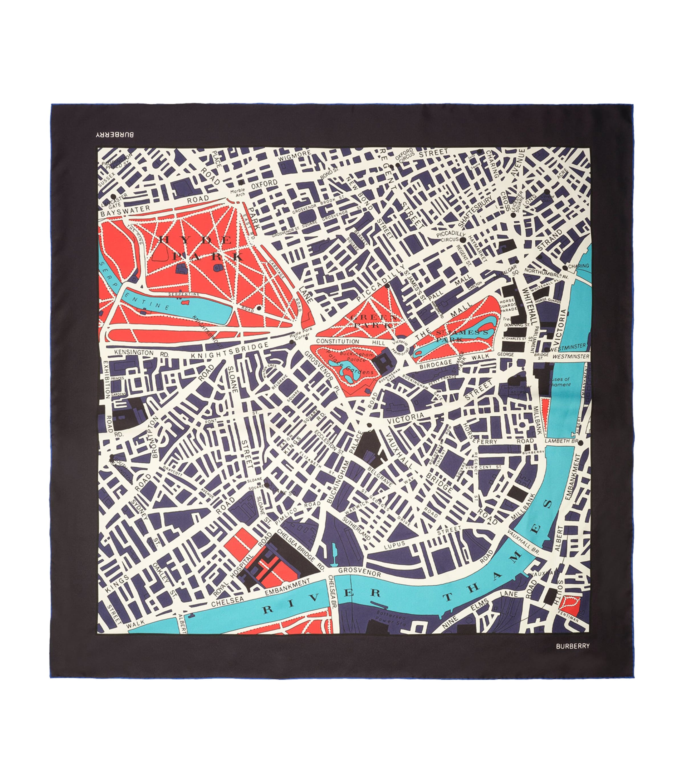 Burberry Silk London Map Scarf Iris Purple