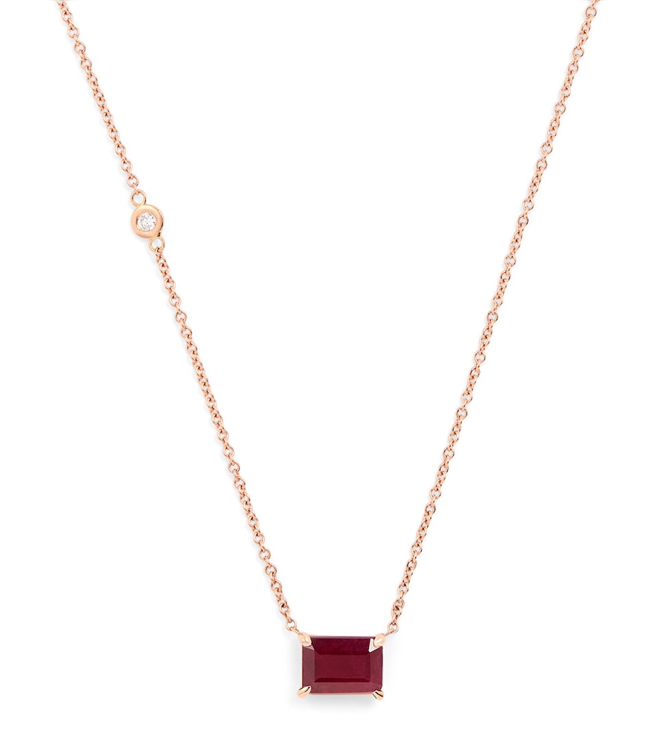 Yellow Gold and Ruby Solitaire Necklace