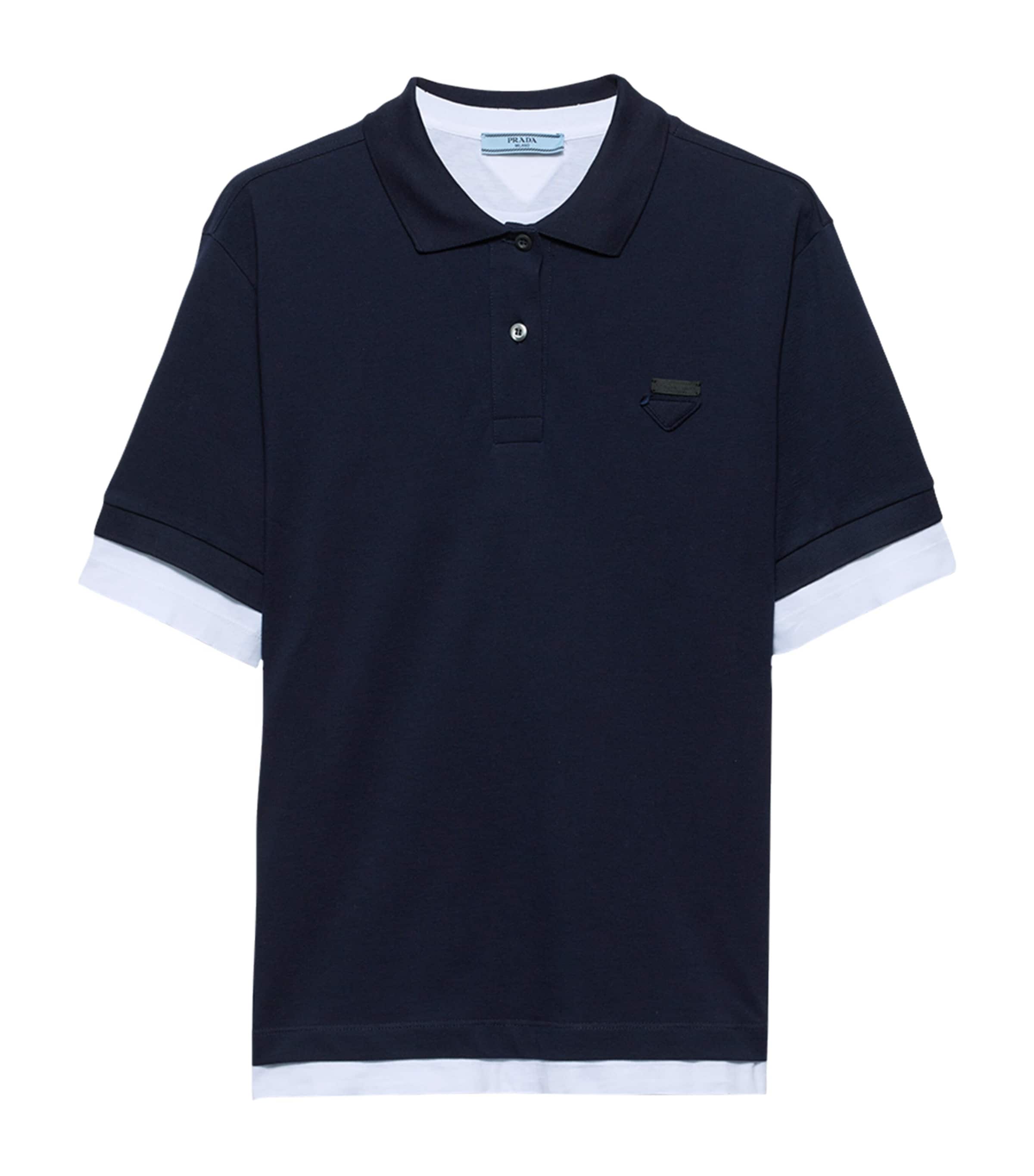 Prada Double-Layer Logo Polo Shirt | Harrods UK
