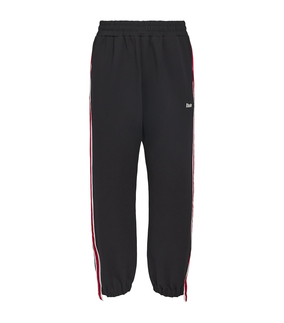 Rhude Mens Cotton-Blend Hamptons Track Sweatpants Blk/wht/red