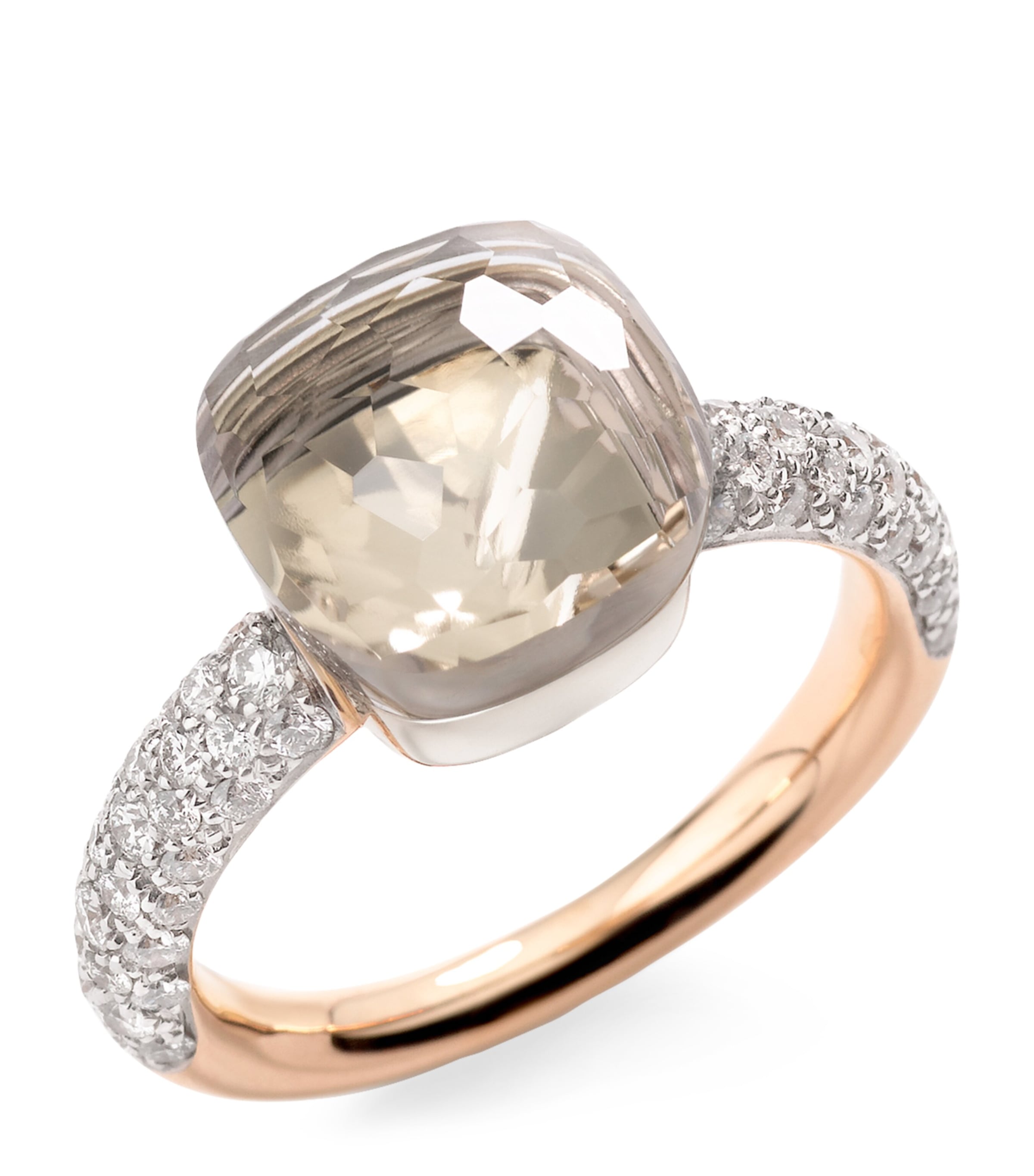 Pomellato Rose Gold, Diamond and Topaz Nudo Classic Ring