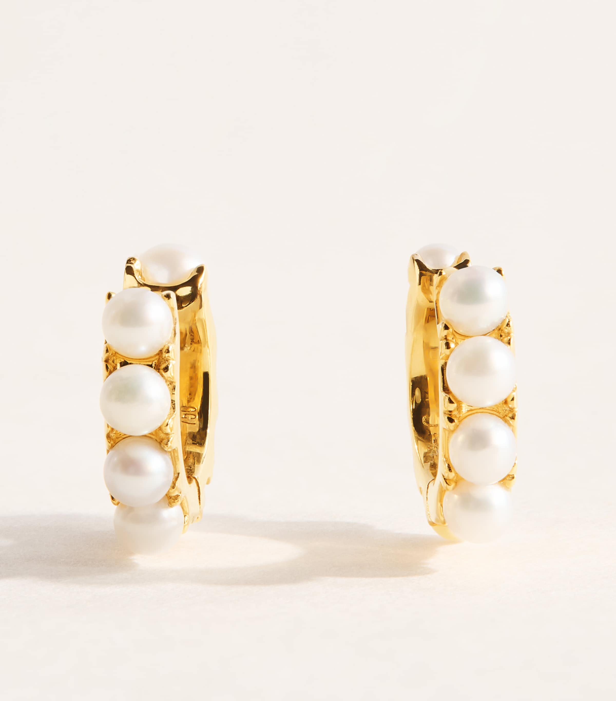 Rosa de la Cruz Yellow Gold and Pearl Mini Hoop Earrings Yellow Gold