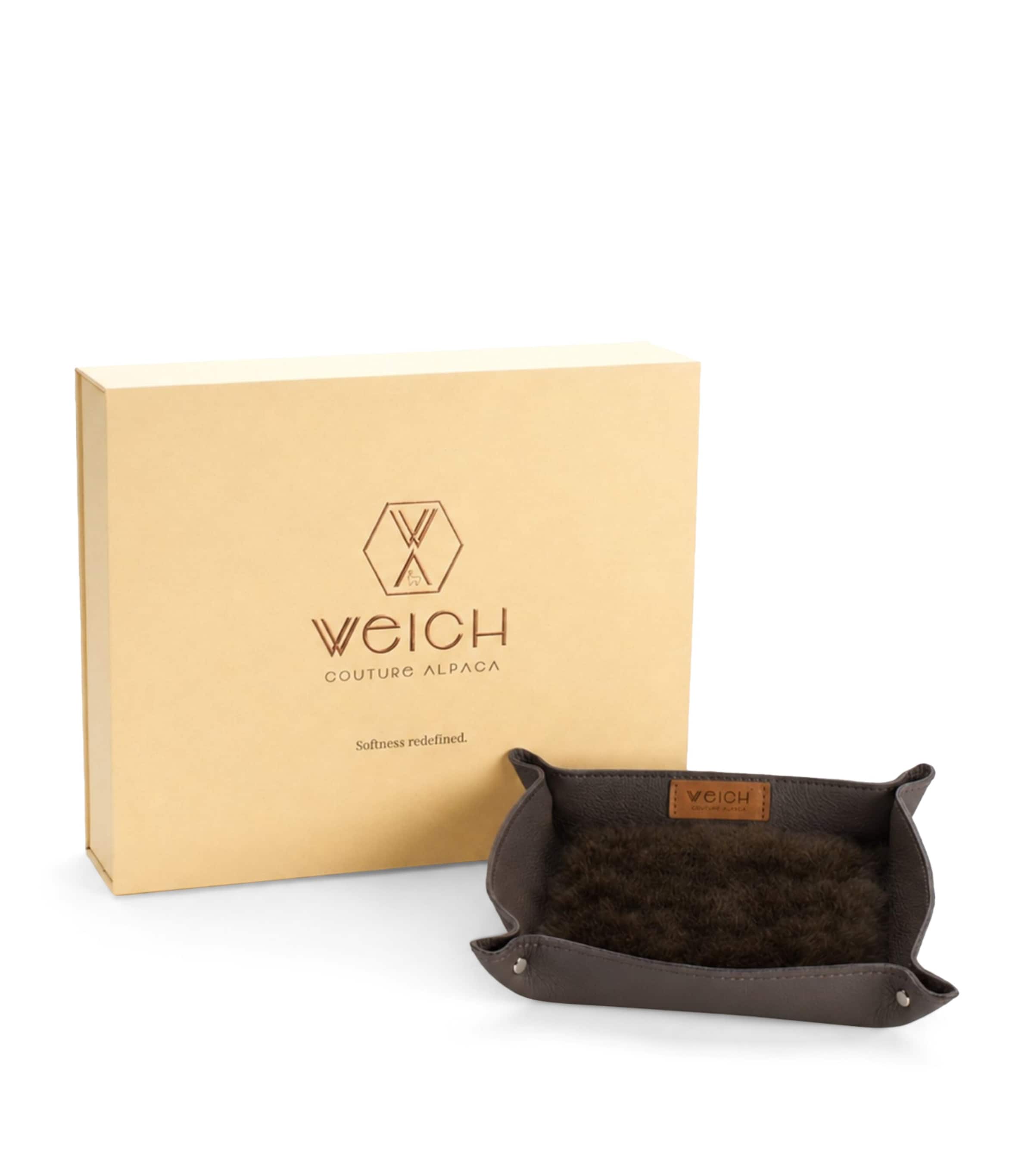 Weich Royal Alpaca and Leather Todo Catchall Tray (20cm x 20cm) Dark Chocolate