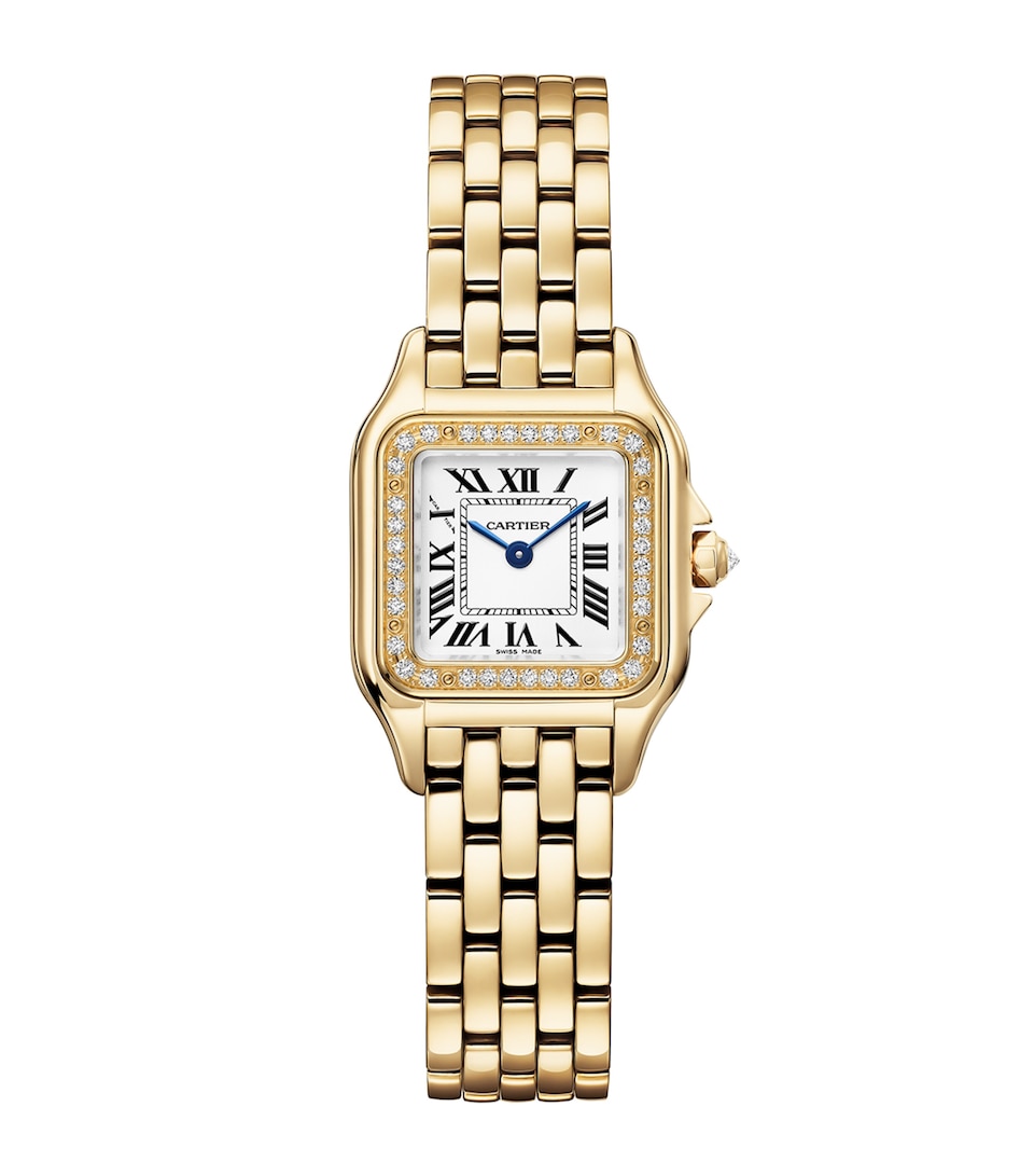 Cartier Small Yellow Gold and Diamond Panthère de Cartier Watch Silvered