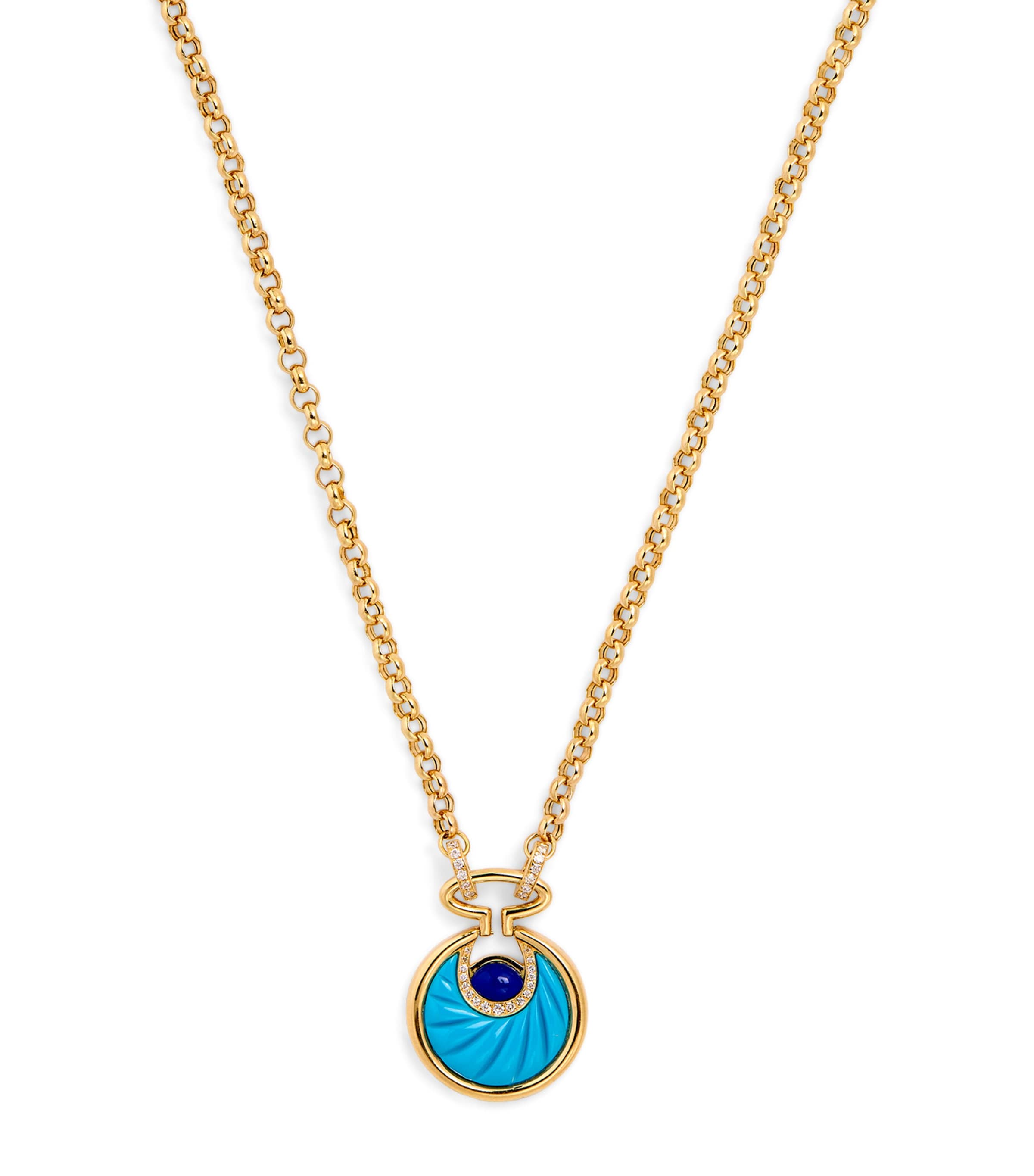 L'ATELIER NAWBAR Small Yellow Gold, Diamond, Turquoise and Lapis Lot N*91 Necklace Yellow Gold