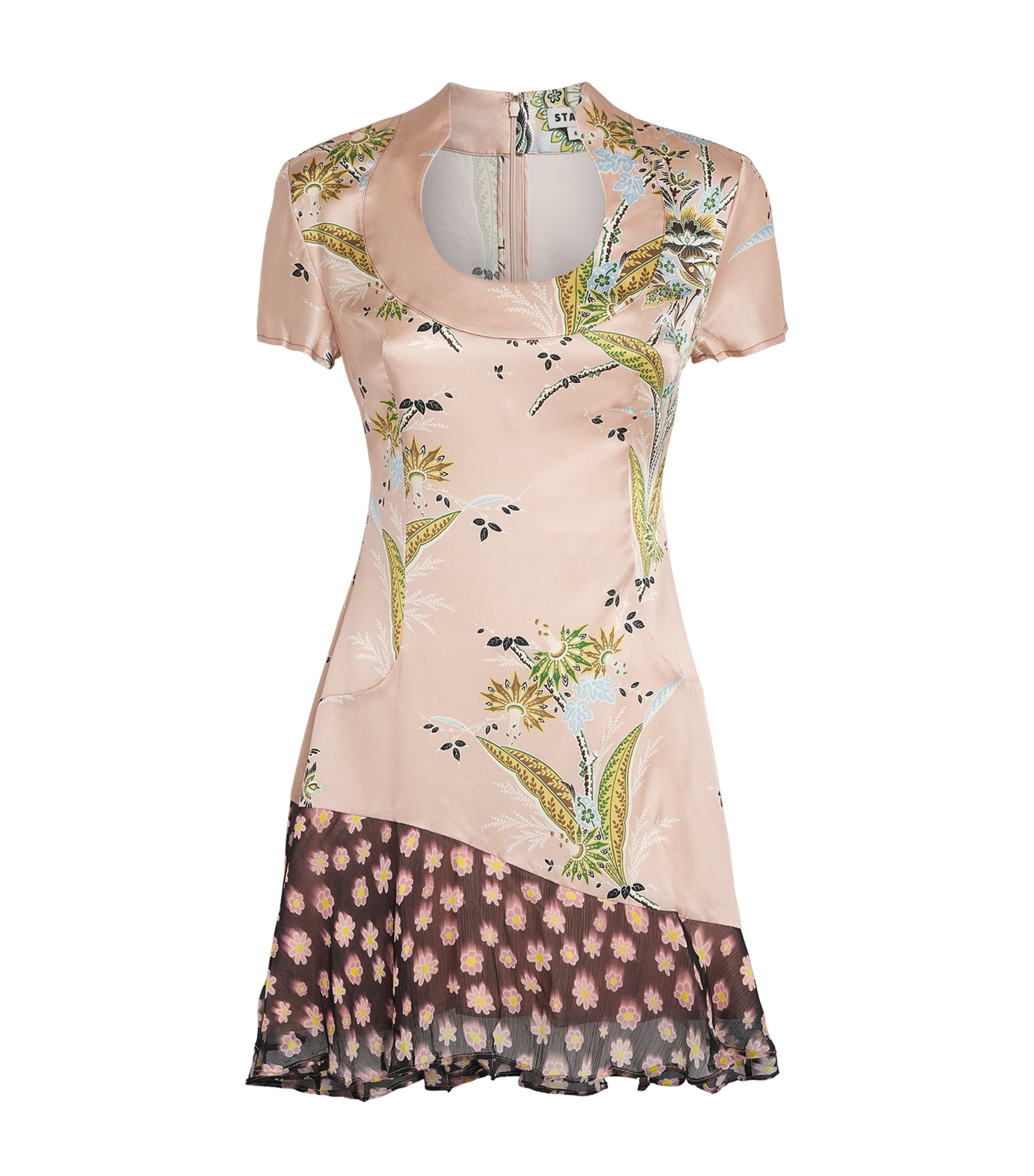 STAUD Womens Silk-Blend Printed Rae Mini Dress Tprm Tpstry Rse Mlti