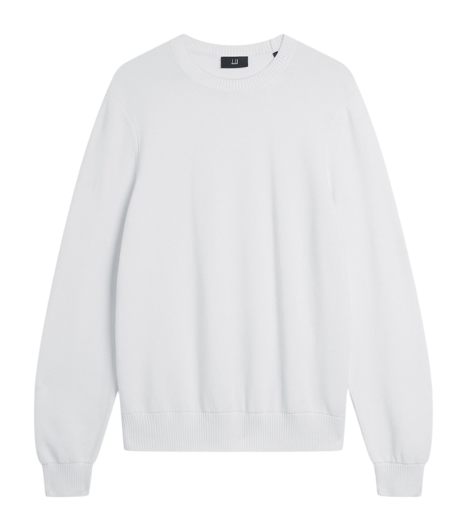 Dunhill Mens Cotton Crew-Neck Sweater White