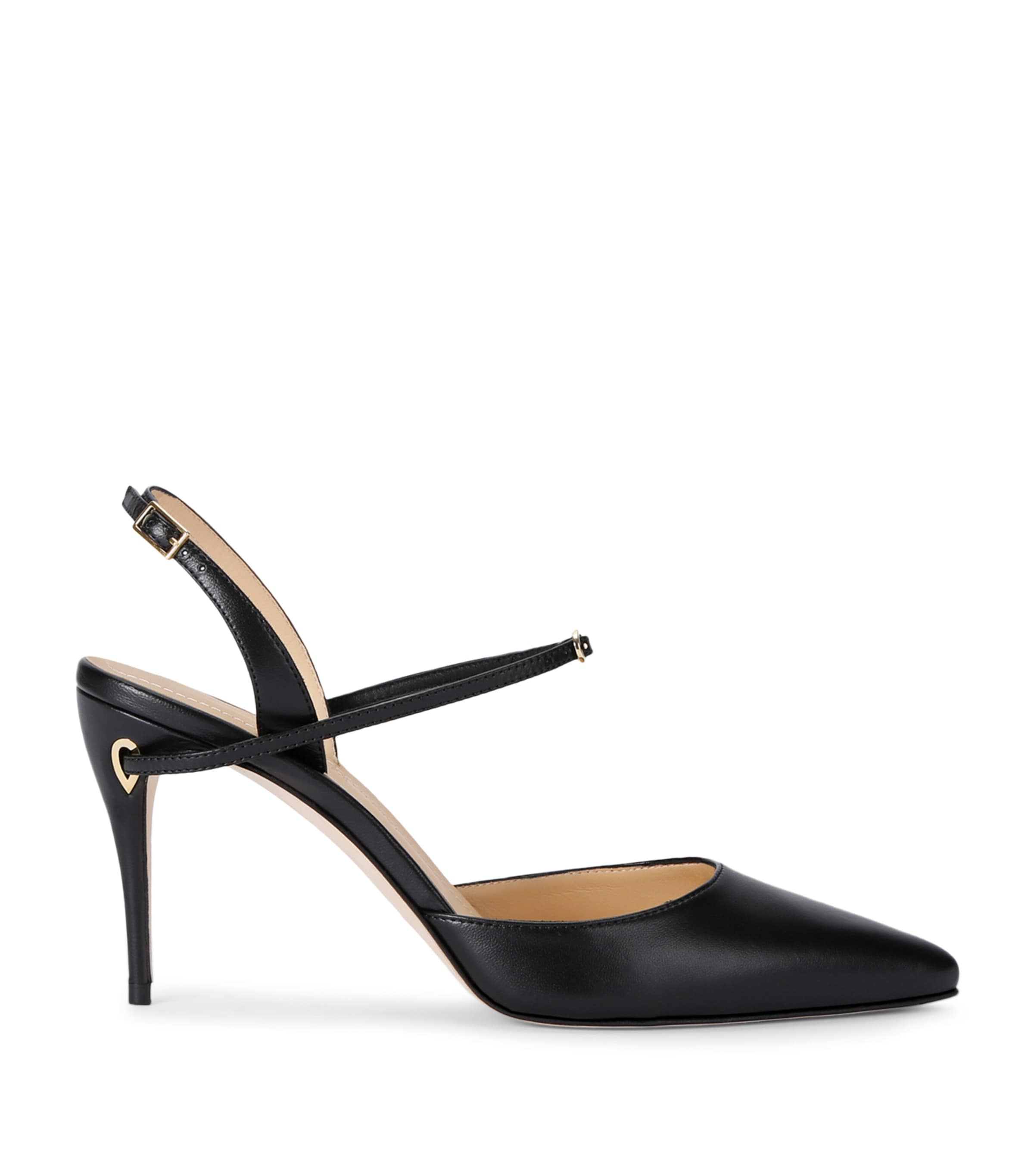 Jennifer Chamandi Leather Vittorio Slingback Pumps 85 Black