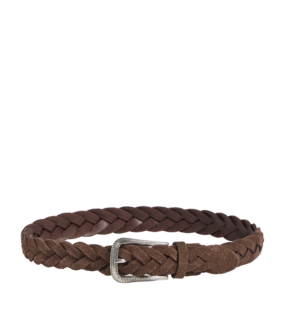 Brunello Cucinelli Kids Suede Braided Belt Brown