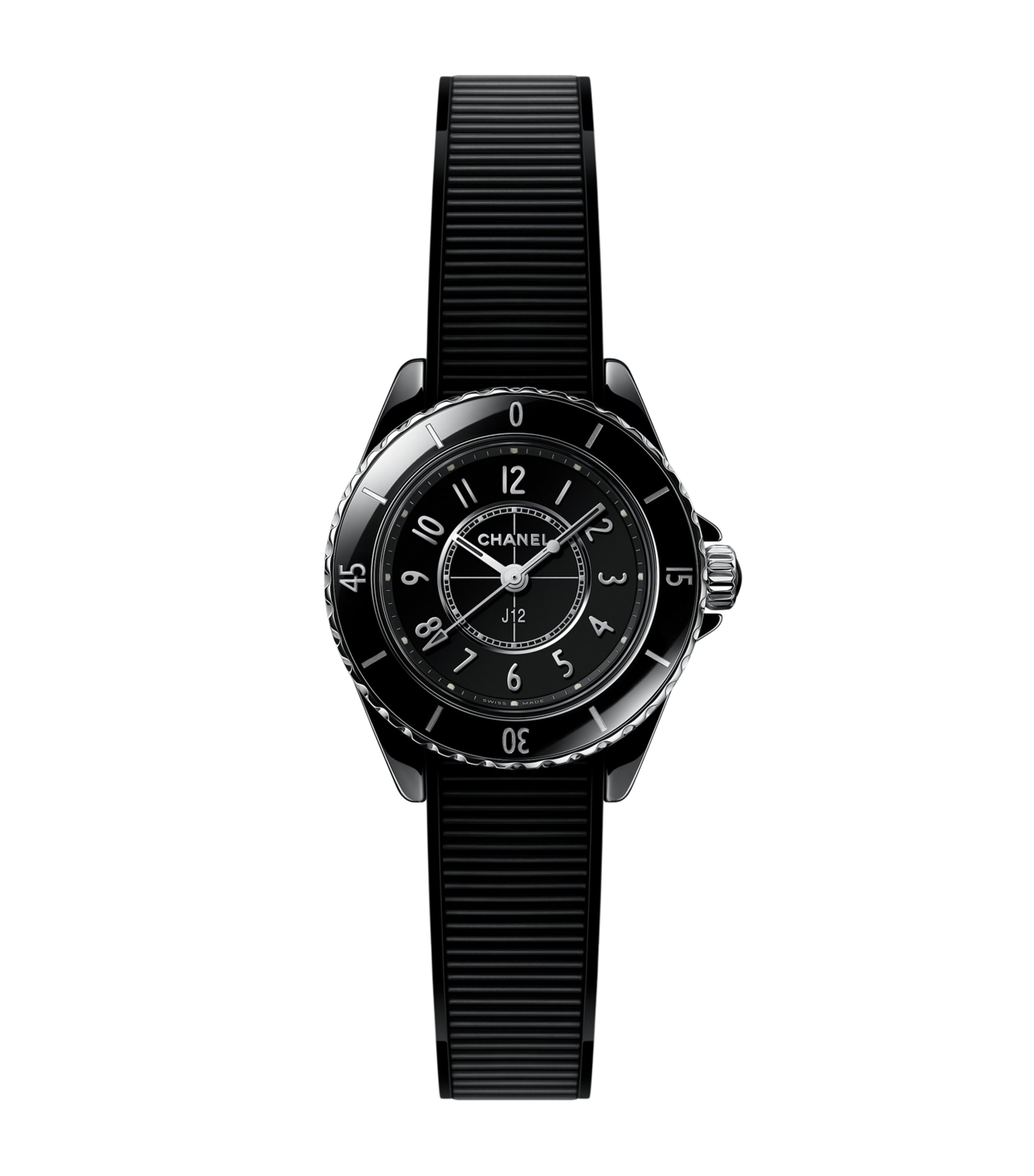 CHANEL Ceramic and Steel J12 Watch 28mm Black